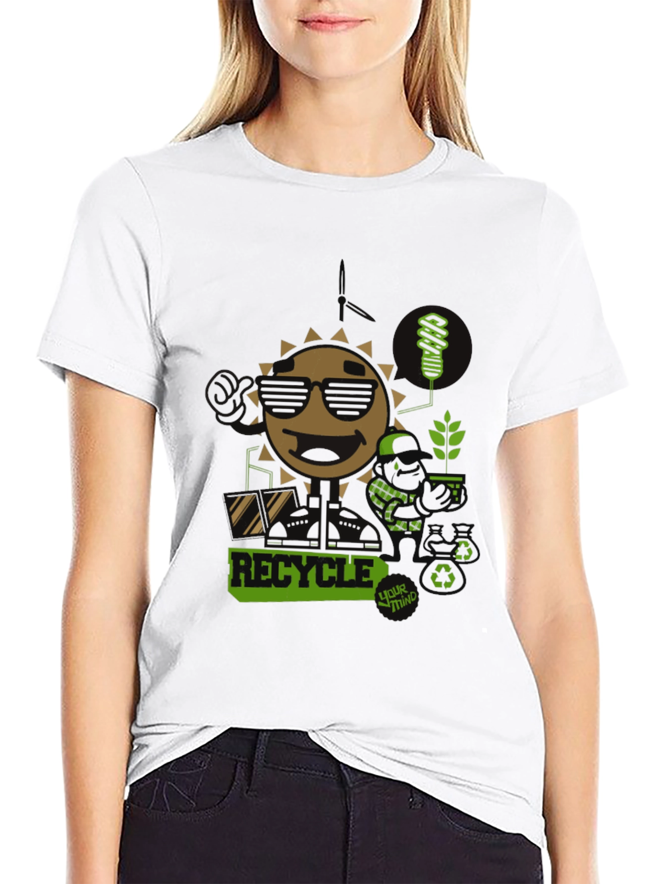 Black Eco-Friendly Recycle Graphic T-Shirt - Black view 9