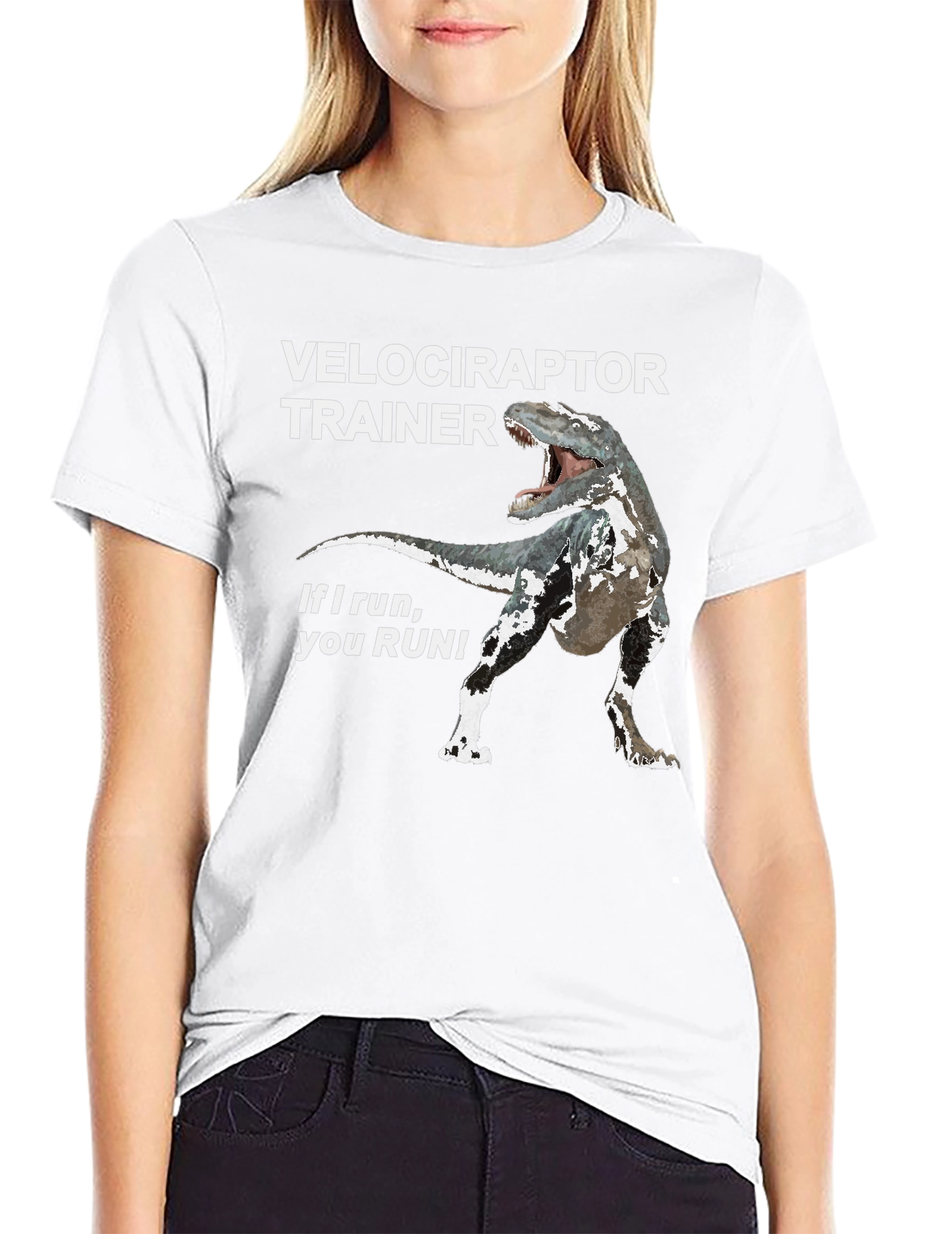 Black Velociraptor Trainer Graphic Tee view 9