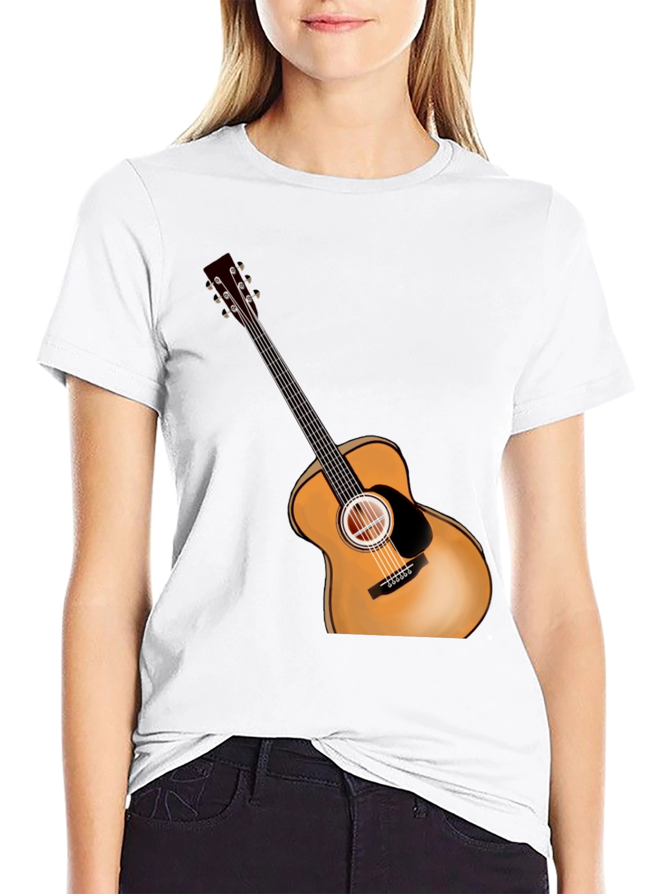 Black Acoustic Guitar Graphic Black Tee view 9