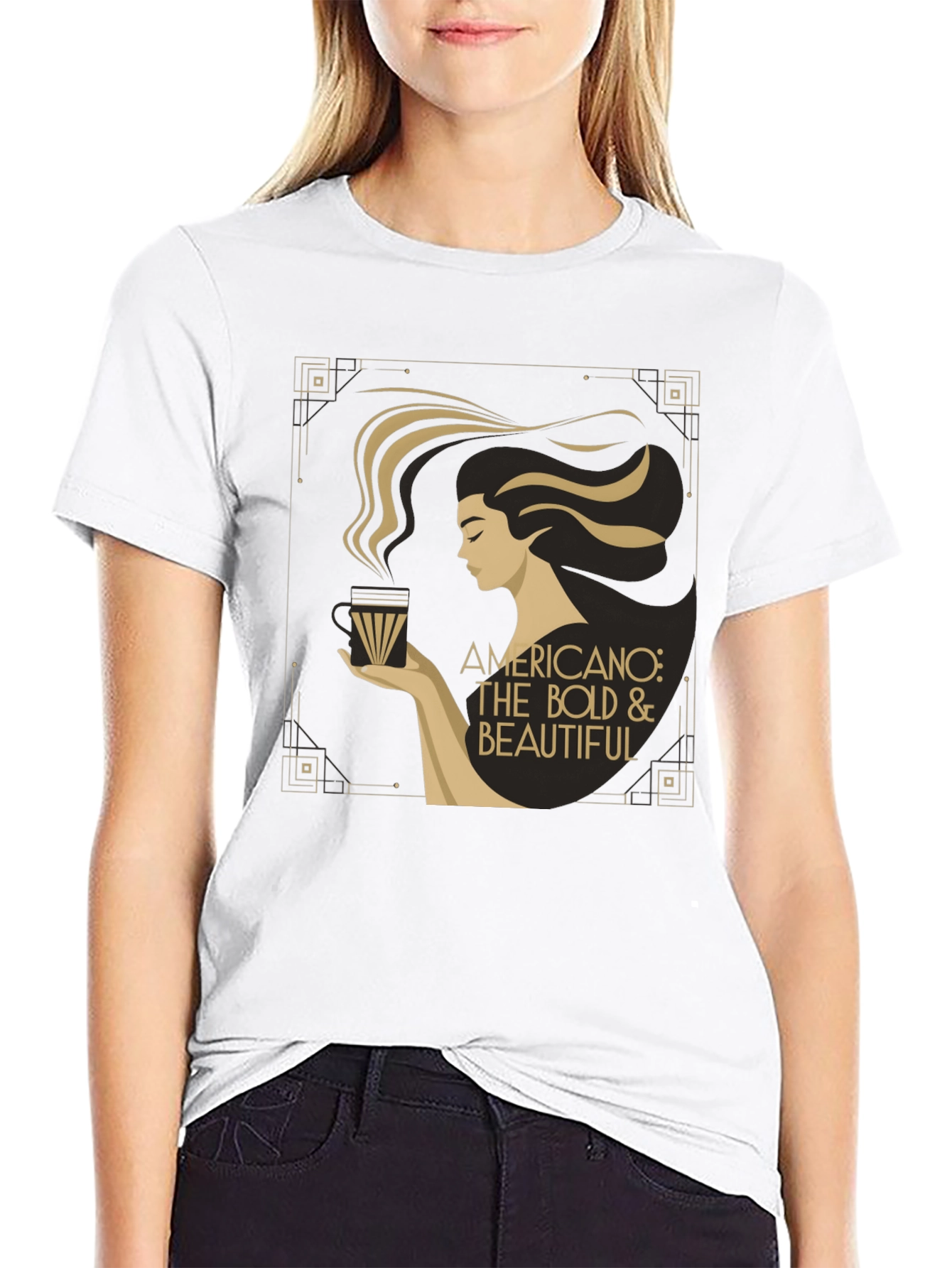 Black Bold & Beautiful Americano Coffee Graphic T-Shirt view 9
