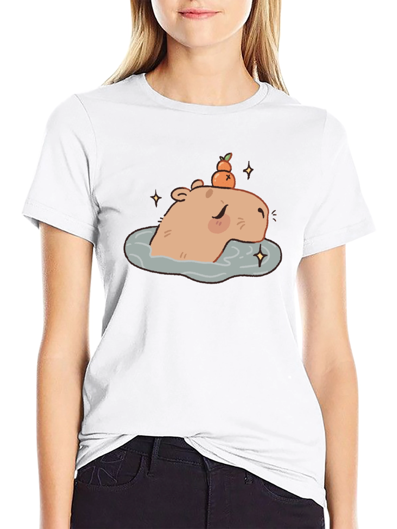 Black Capybara Relaxing T-Shirt - Cute Cartoon Tee view 9