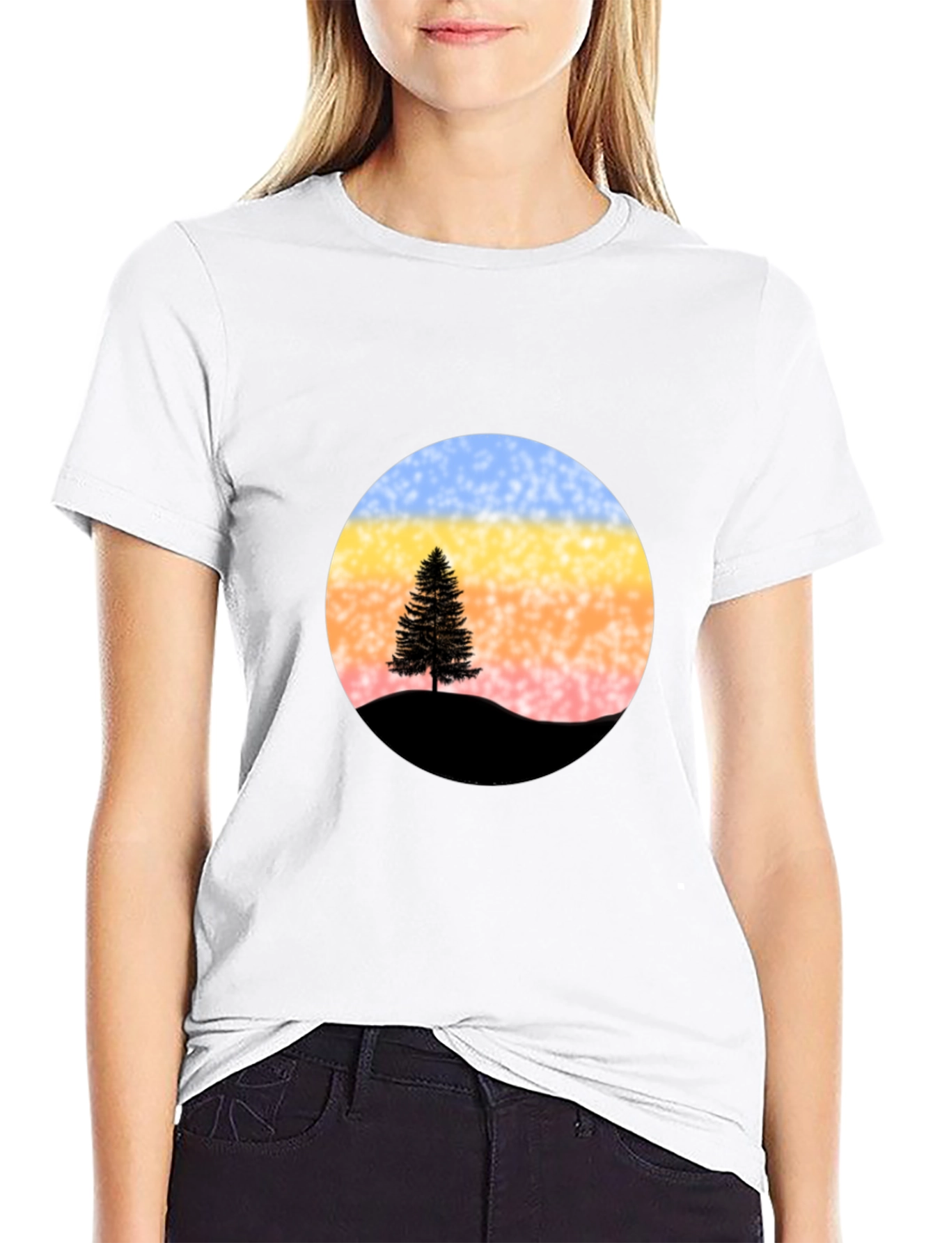 Black Sunset Tree Graphic Tee - Stylish & Unique view 9