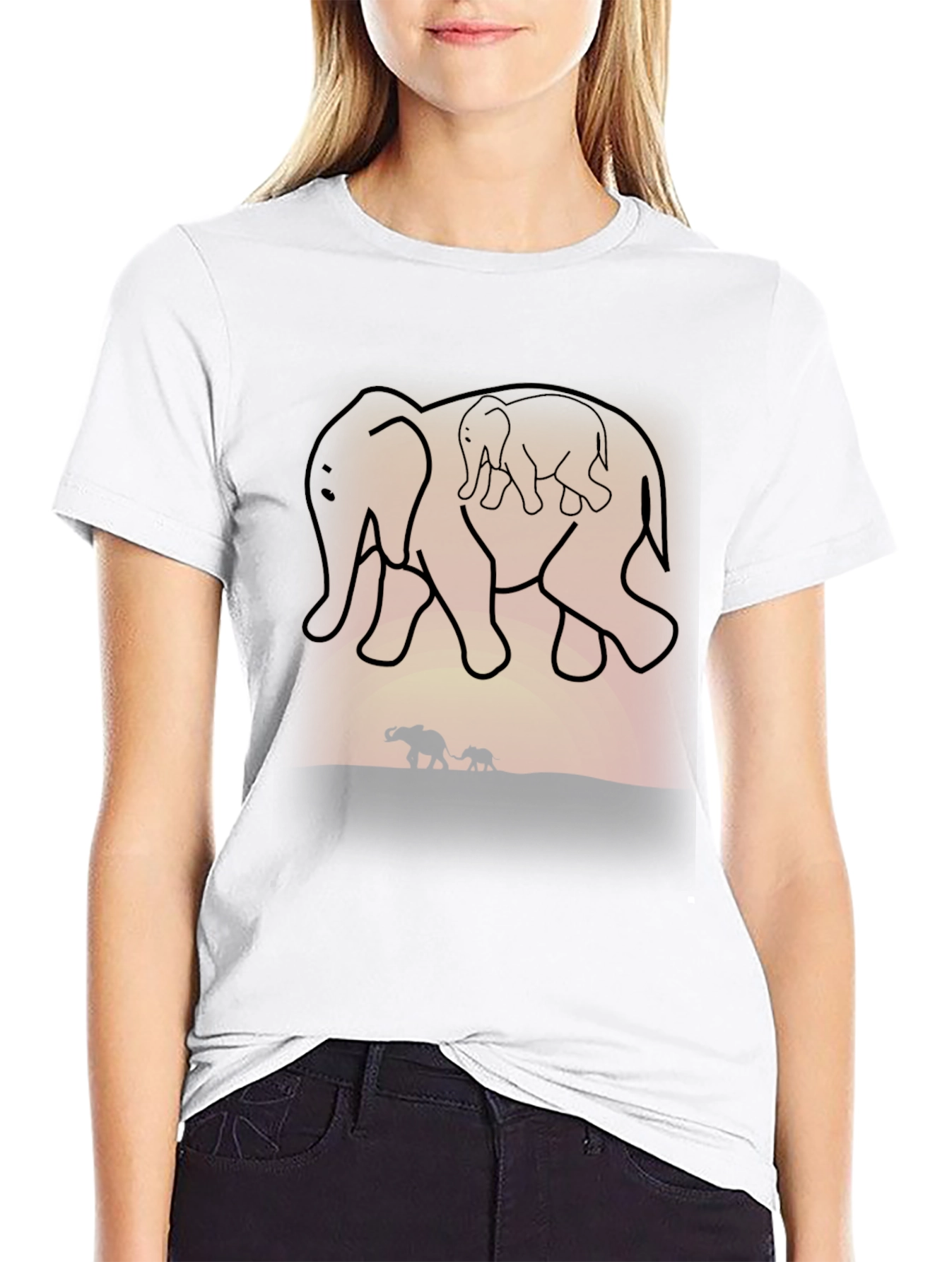 Black Elephant Family Graphic Tee view 9