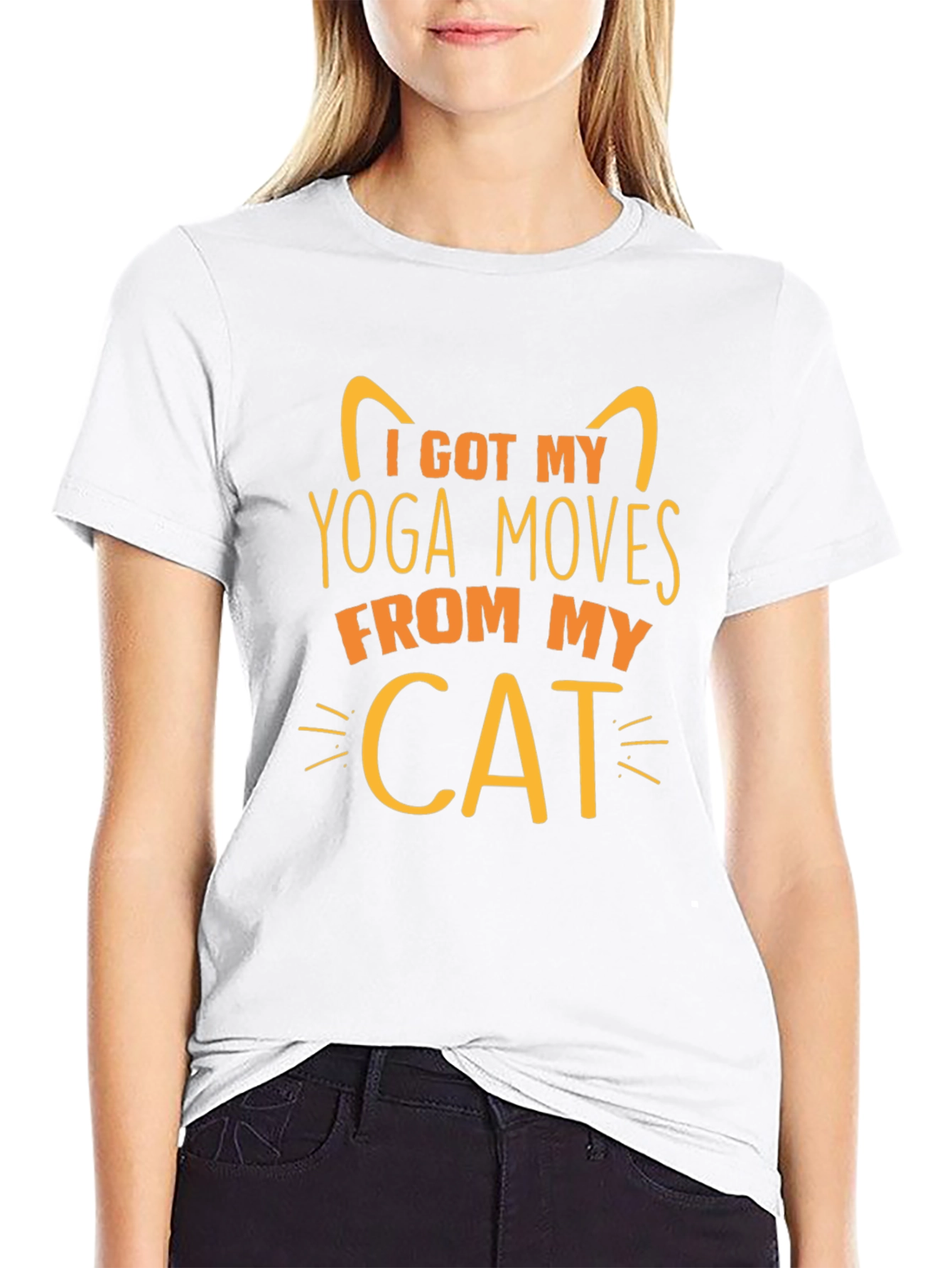 Black Yoga Cat T-Shirt - I Got My Yoga Moves From My Cat view 9