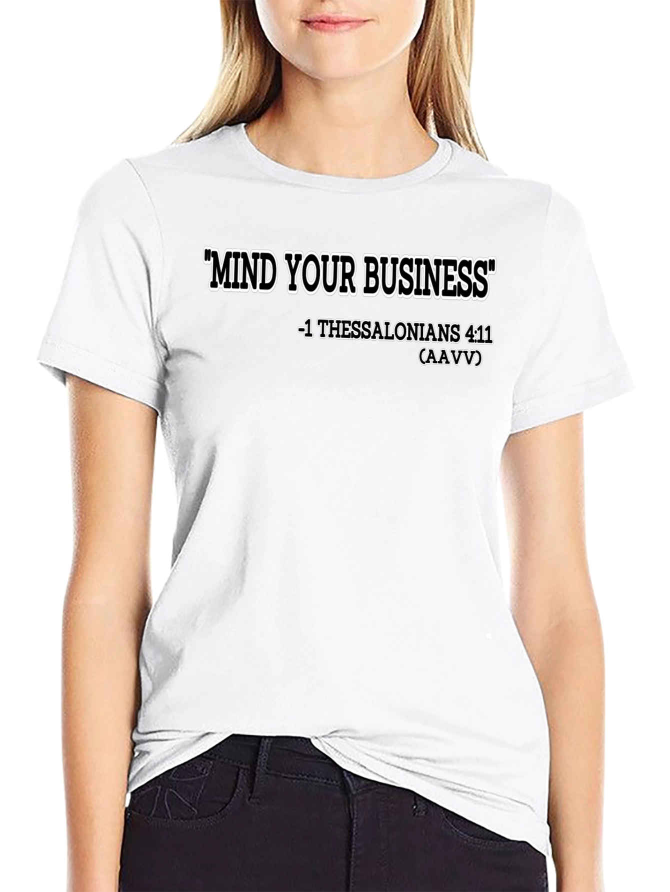 Black Mind Your Business T-Shirt - Thessalonians Verse view 9