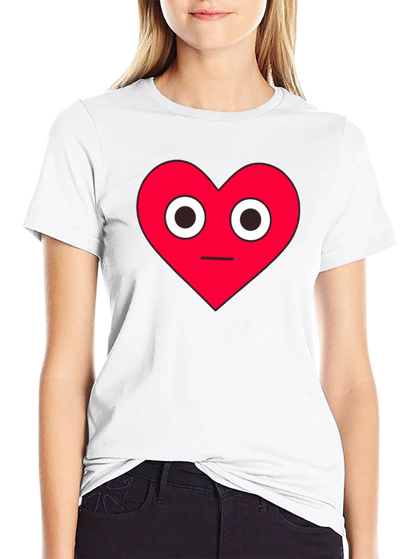 Black Red Heart Face Graphic Black T-Shirt view 9