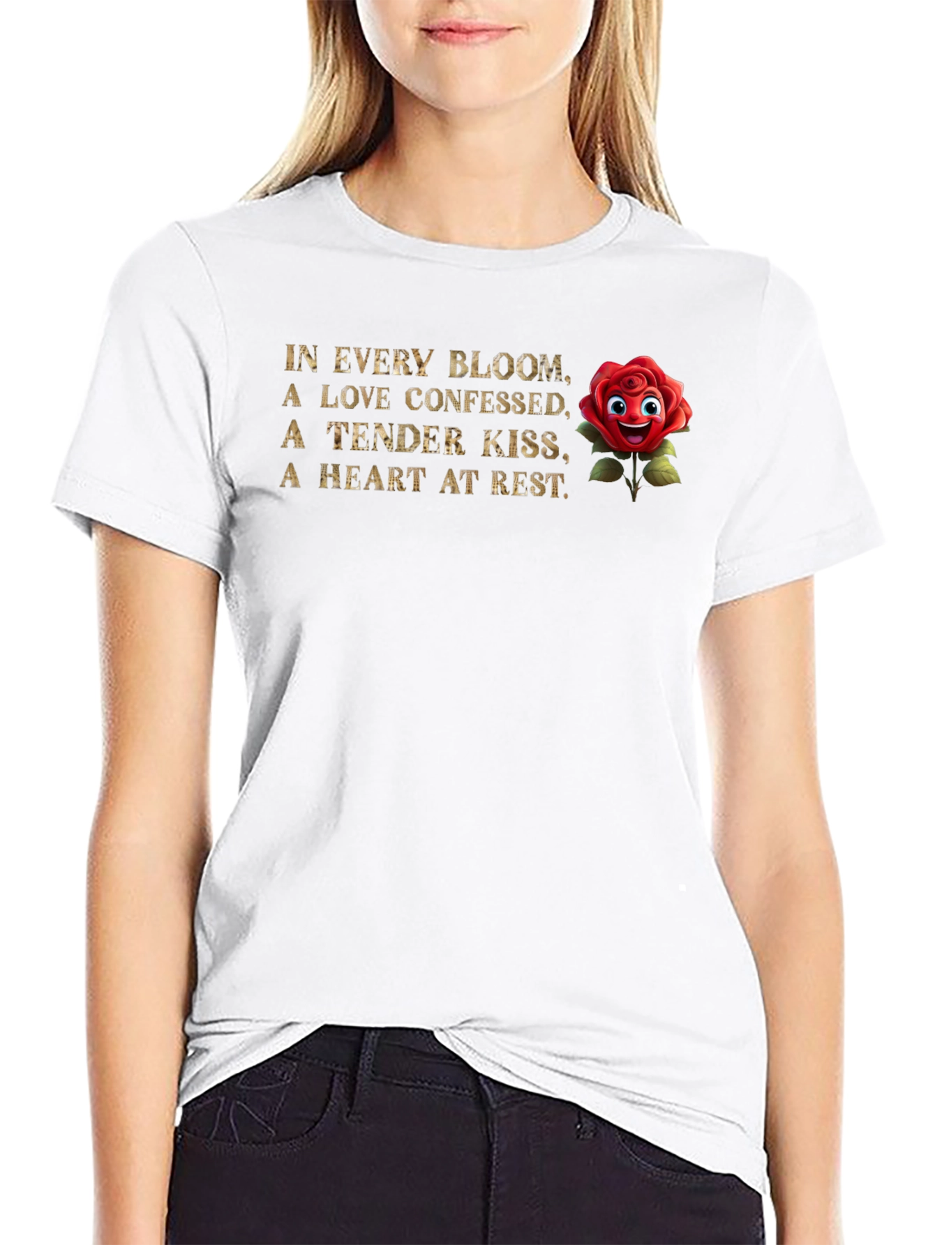 Black Romantic Rose T-Shirt: Love Confessed Graphic Tee view 9