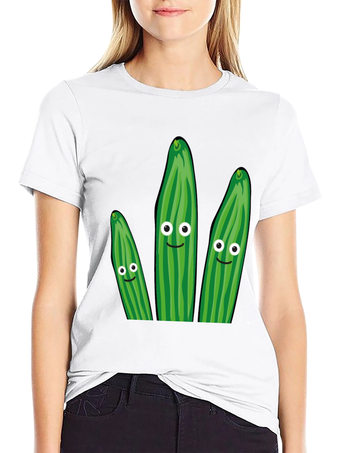 Black Funny Cucumber Graphic T-Shirt - Quirky Novelty Tee view 9