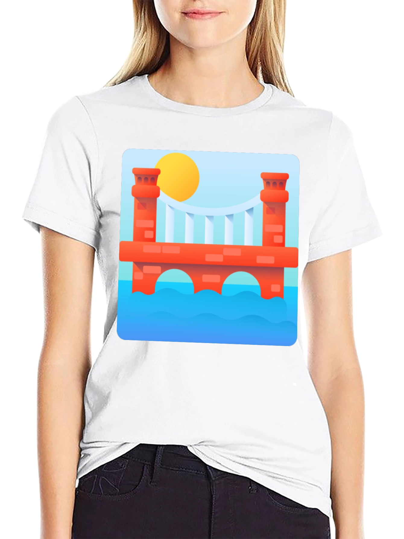 Black Abstract Bridge Graphic T-Shirt view 9