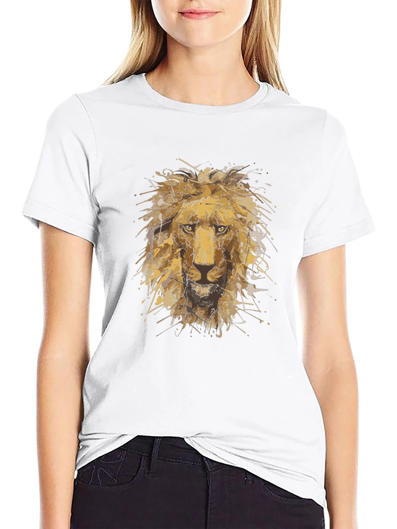 Black Lion Head Graphic T-Shirt - Bold Black Tee view 9