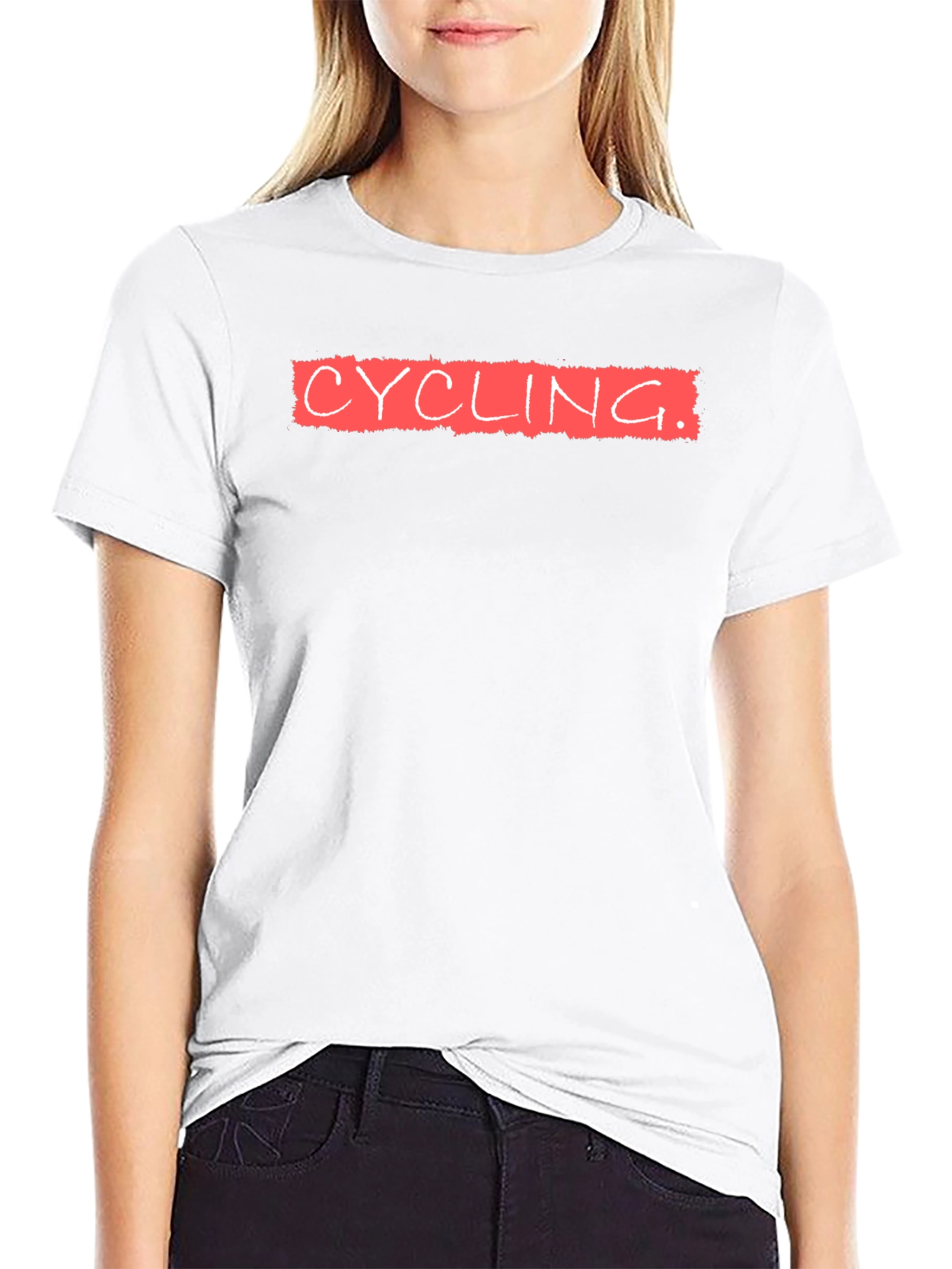 Black Cycling Tee - Red Text on Black - Unisex view 9