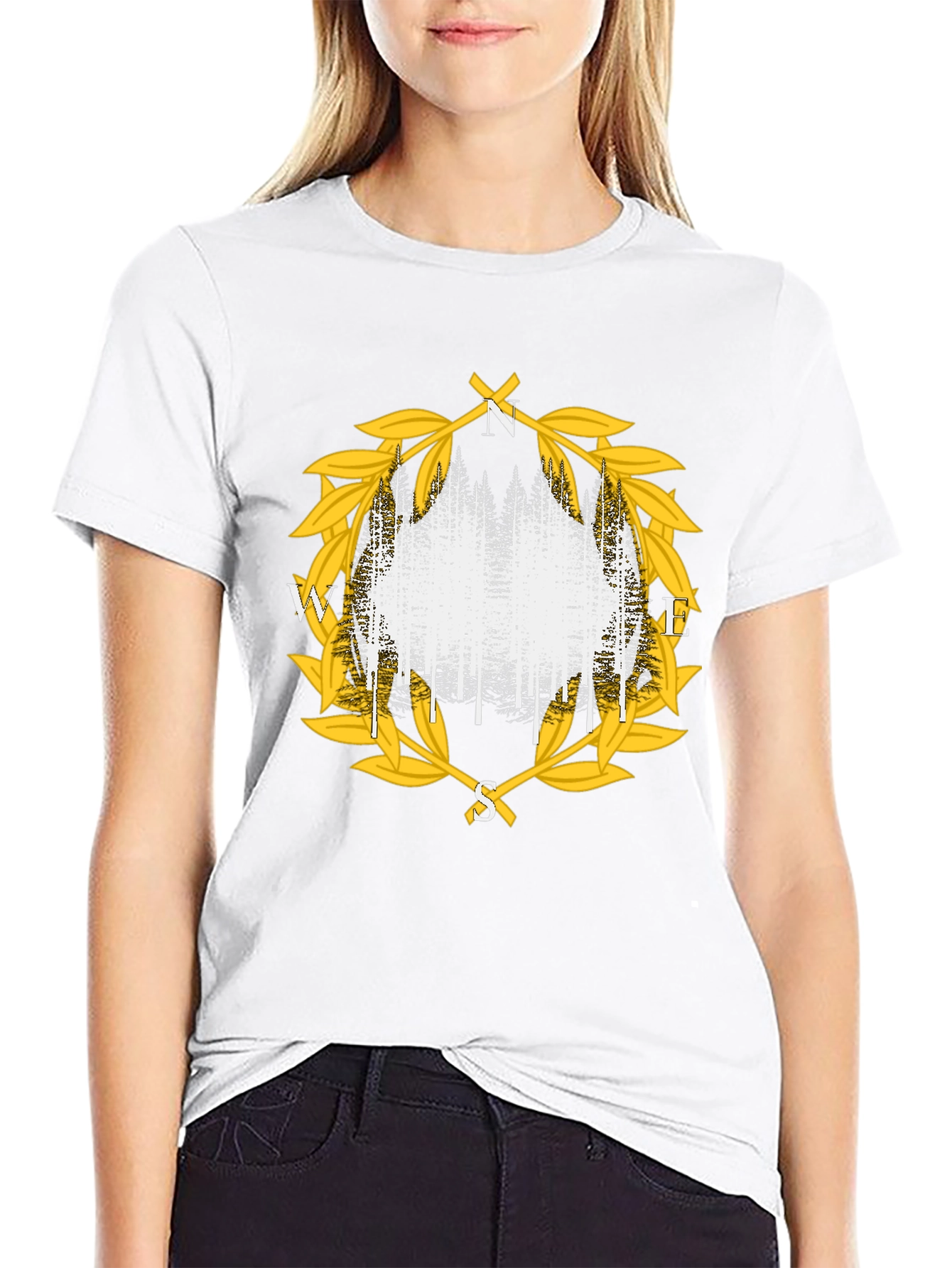 Black Compass Forest Tee - Stylish Nature Design view 9