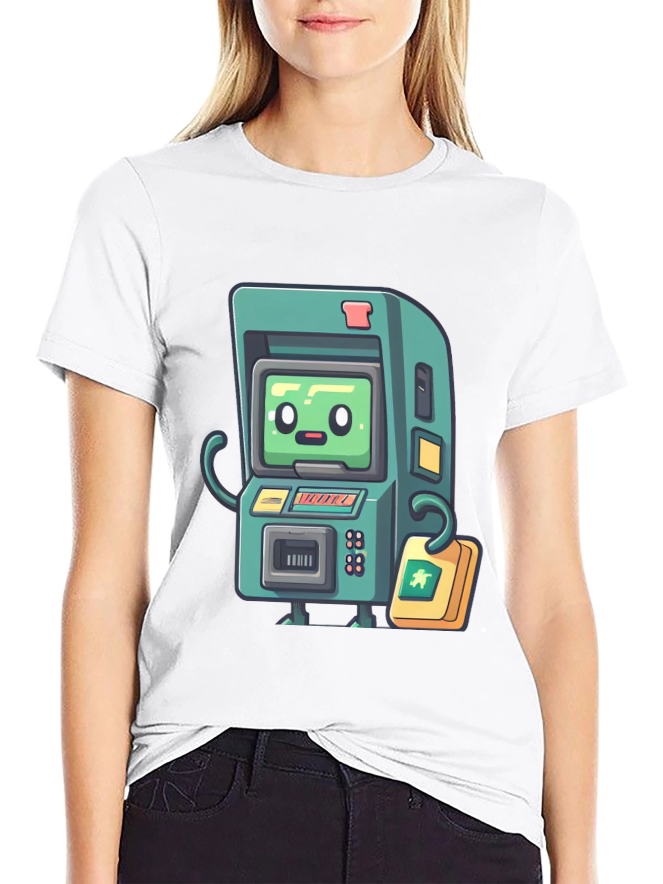 Black Retro Arcade Game T-Shirt - Black Cotton Tee view 9