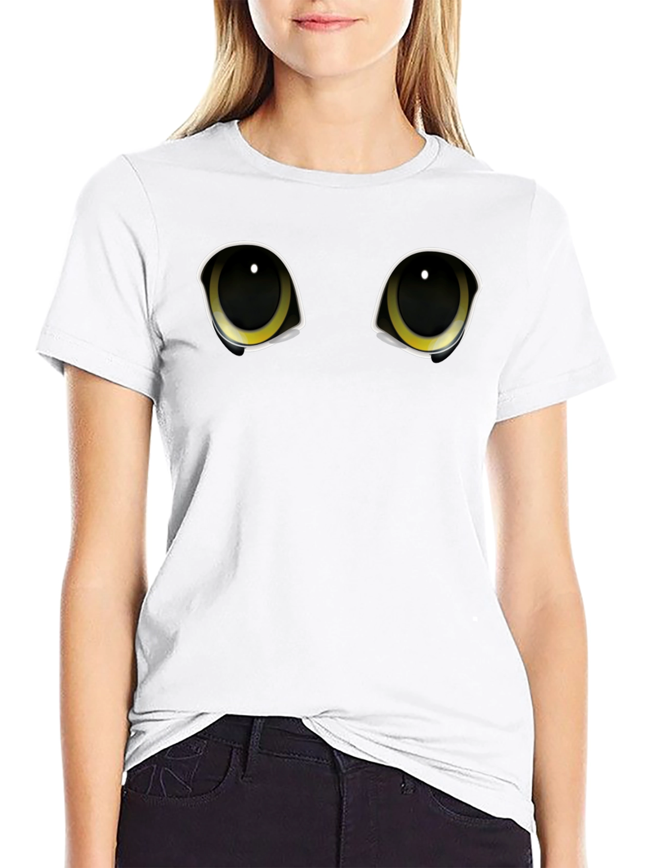 Black Black Cat Eyes Graphic Tee view 9