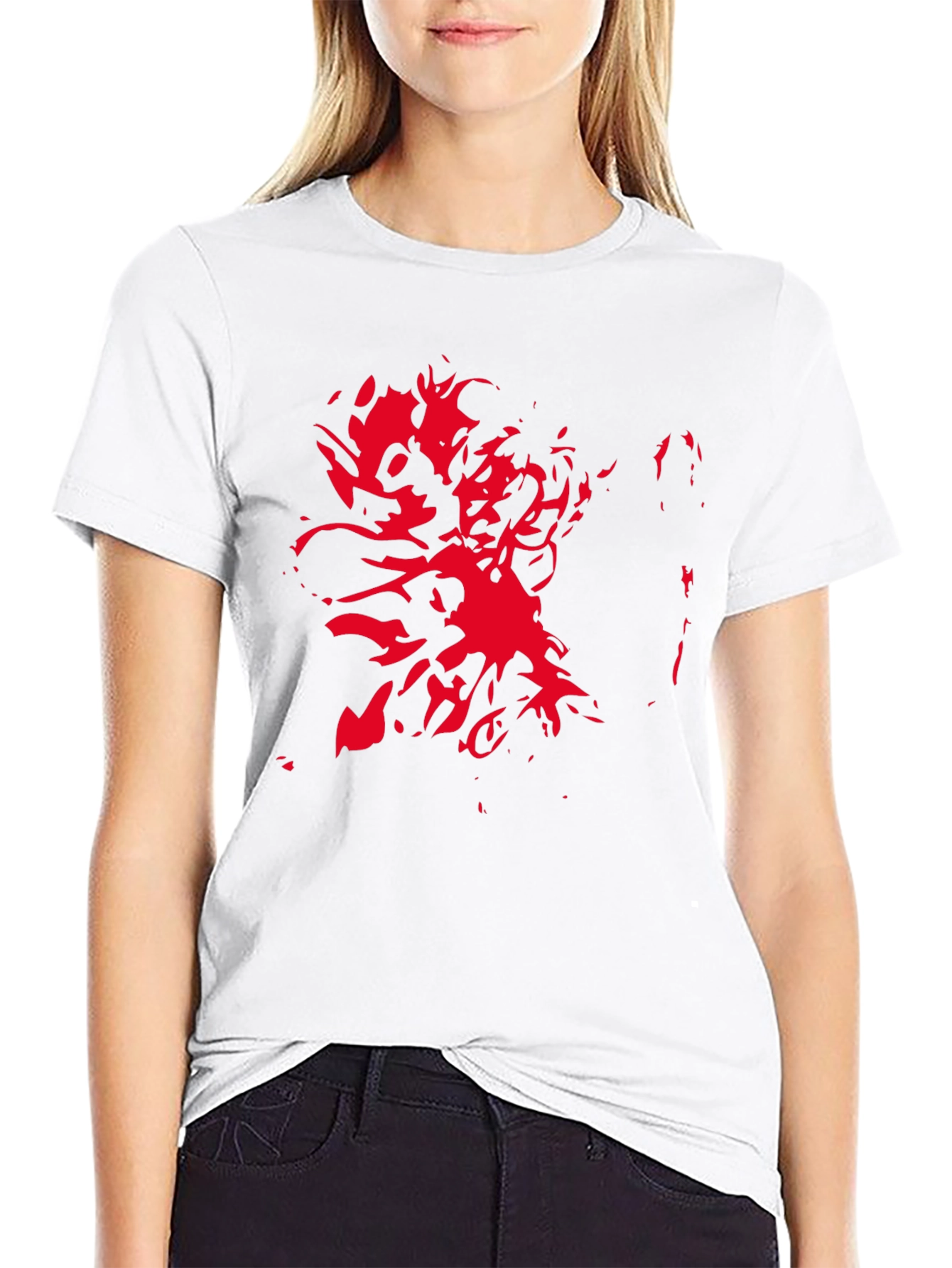 Black Abstract Red Design Black T-Shirt view 9