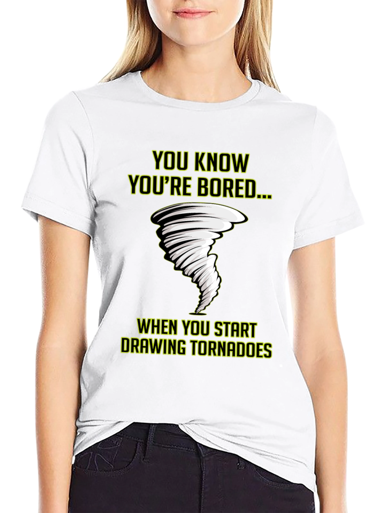 Black Bored Tornado T-Shirt - Funny Graphic Tee view 9