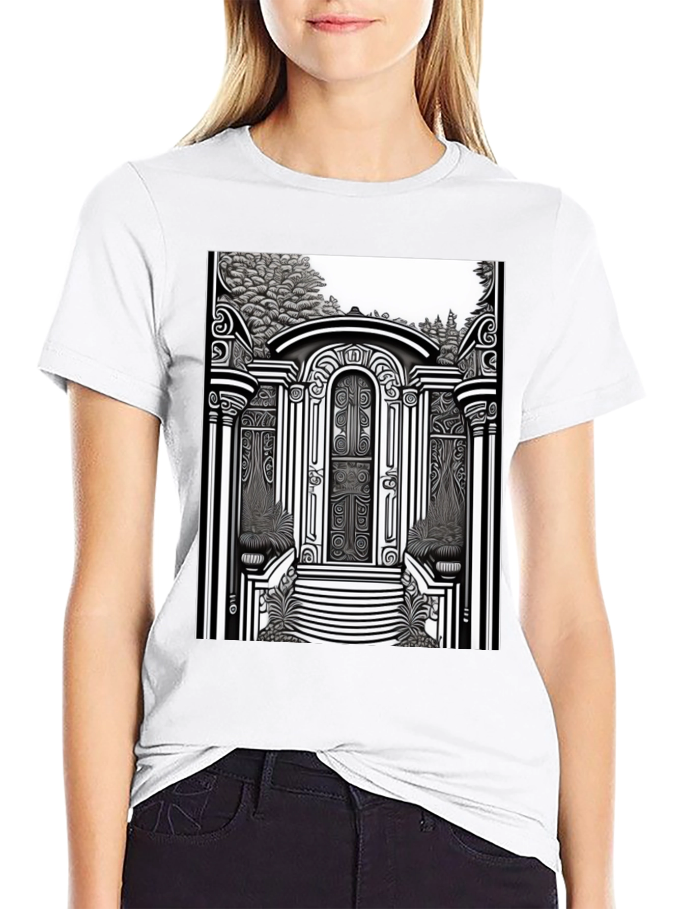 Black Ornate Gateway Graphic T-Shirt view 9