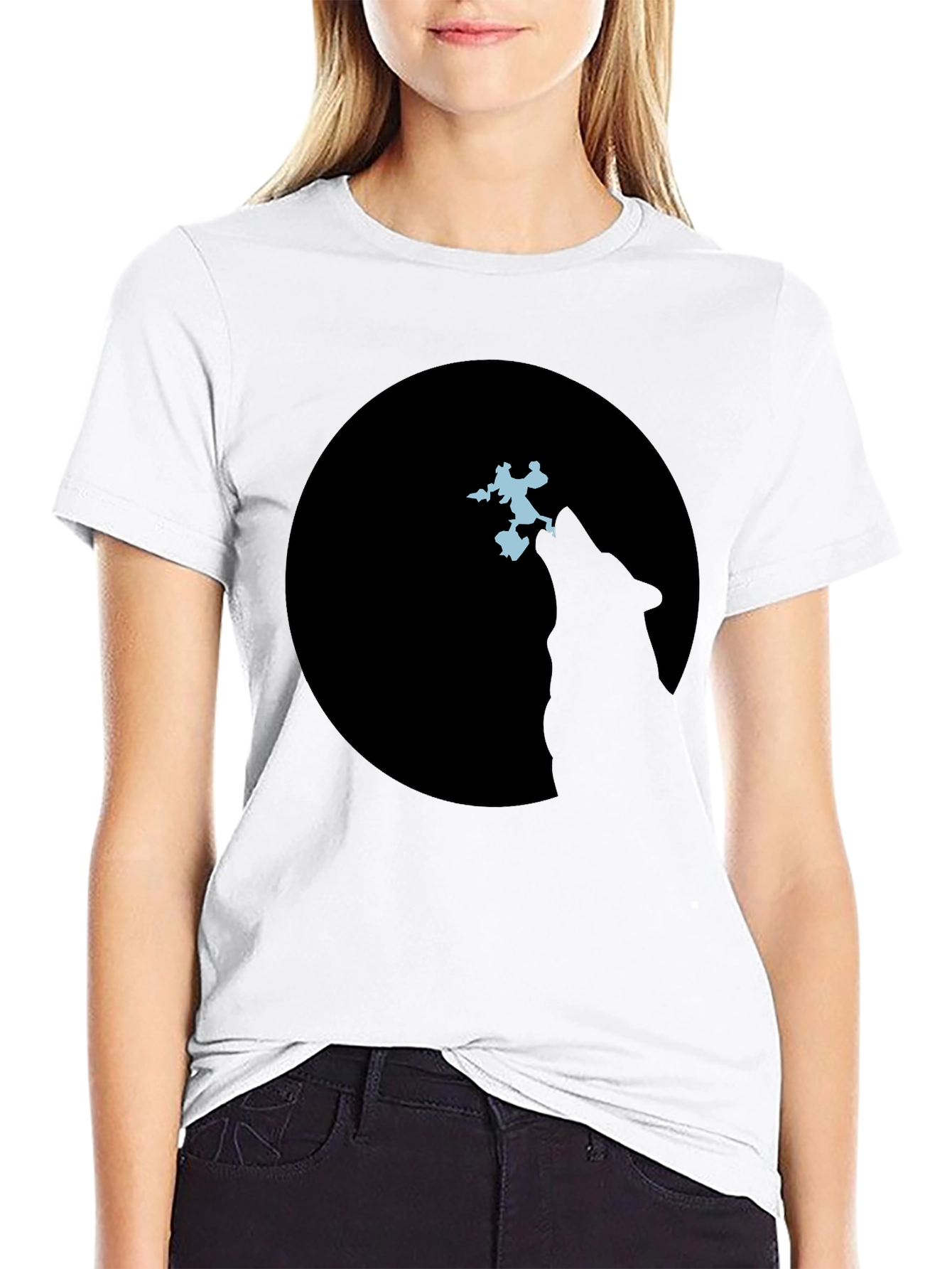 Black Wolf Moon Silhouette T-Shirt view 9