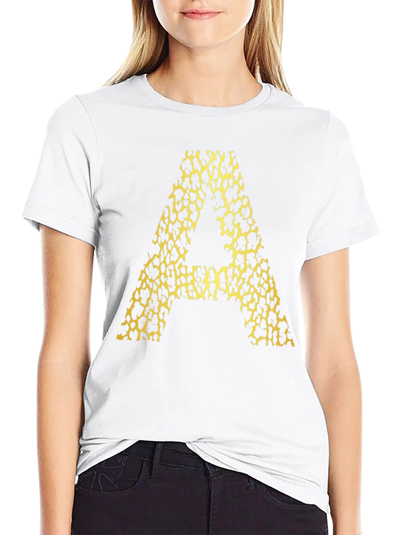 Leopard Print "A" Graphic Tee - Mens Black T-Shirt - 9