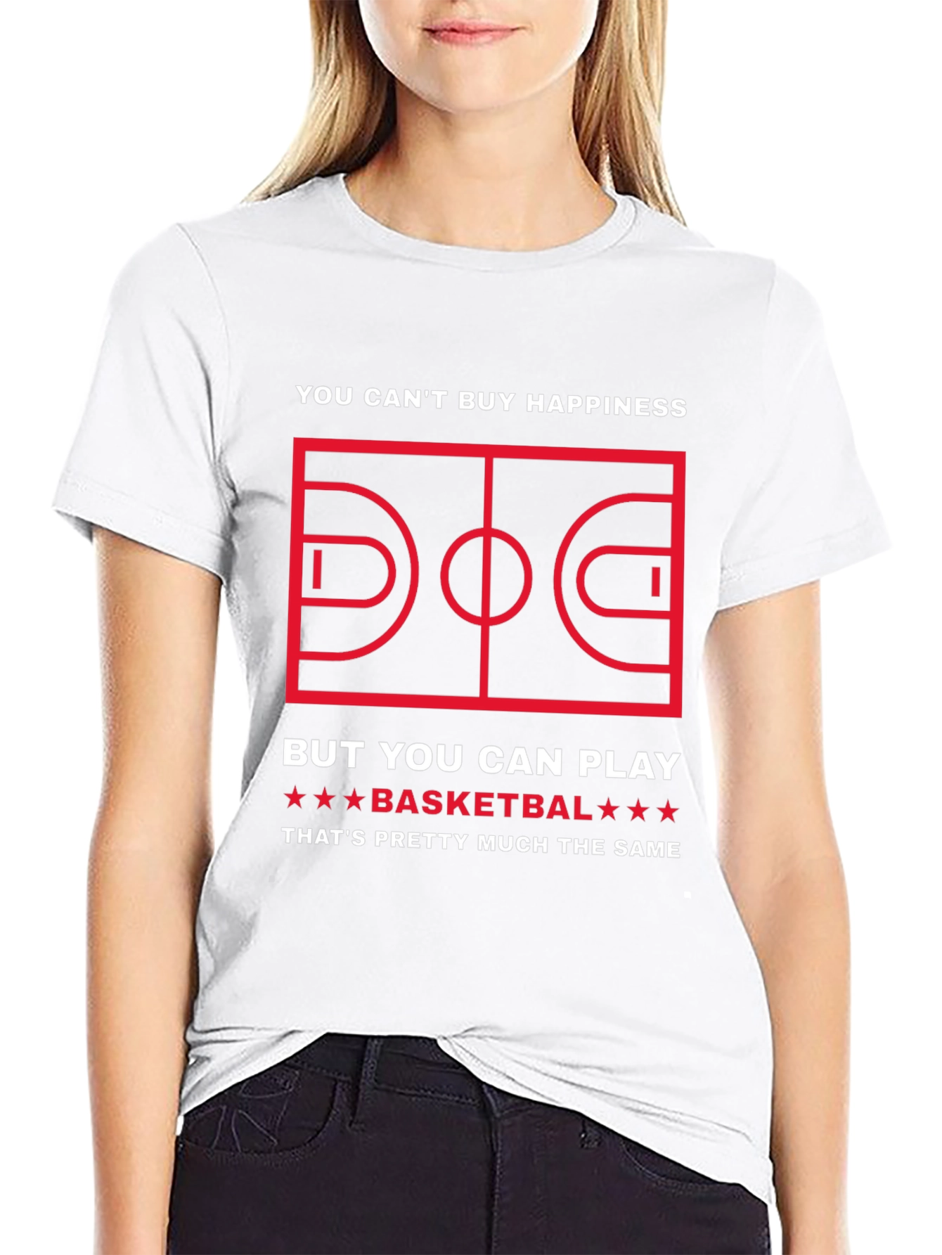 Black Funny Basketball T-Shirt: Can't Buy Happiness view 9