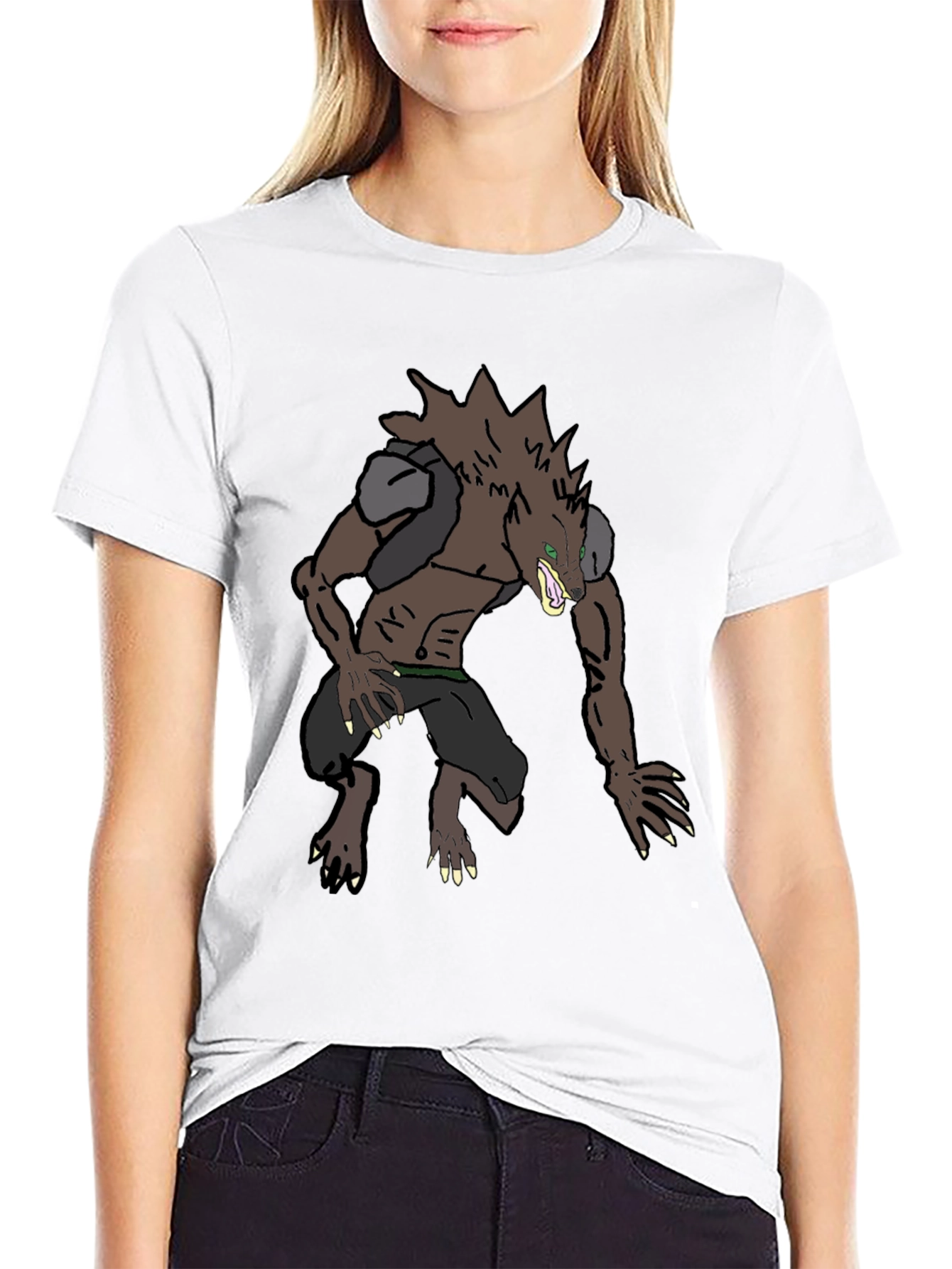 Black Werewolf Graphic Tee - Black Cotton Blend Shirt view 9