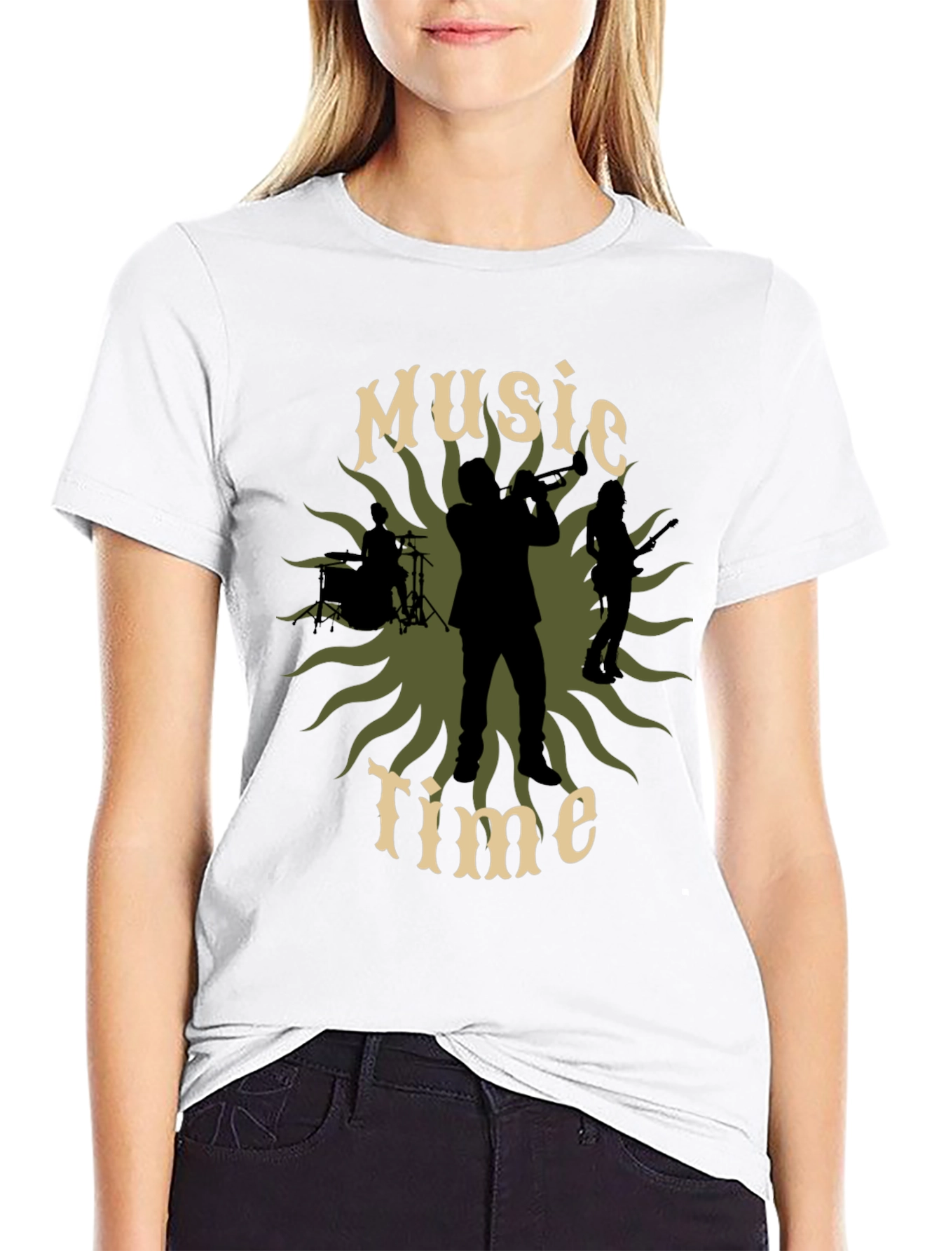 Black Music Time Silhouette Graphic Tee view 9