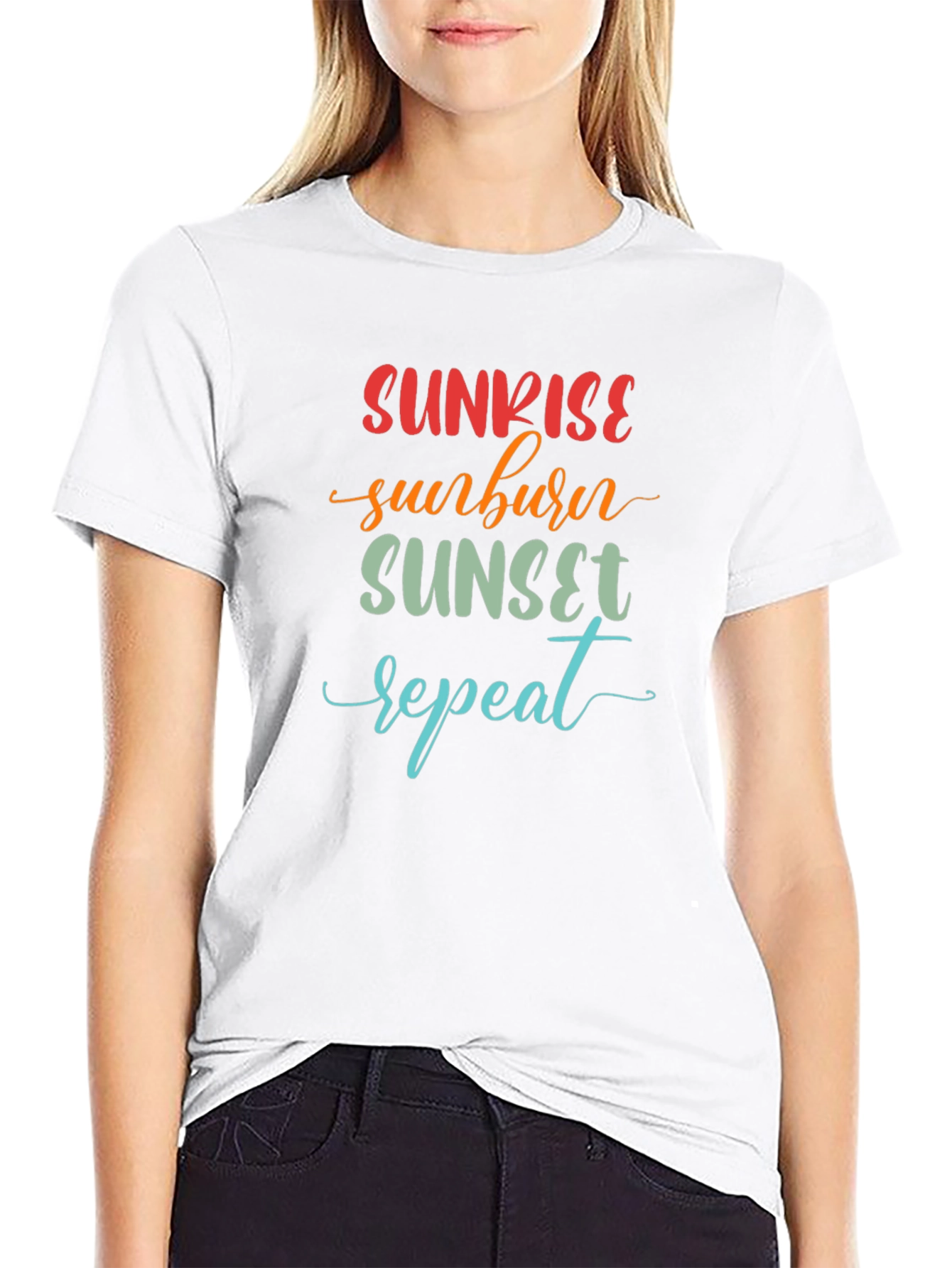 Black Sunrise Sunburn Sunset Repeat Graphic Tee view 9