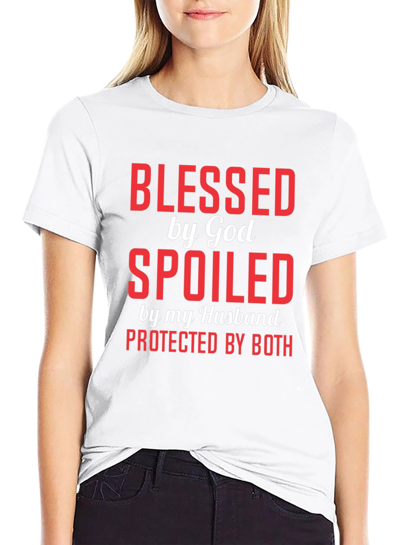 Black Blessed Spoiled Protected Graphic Tee view 9