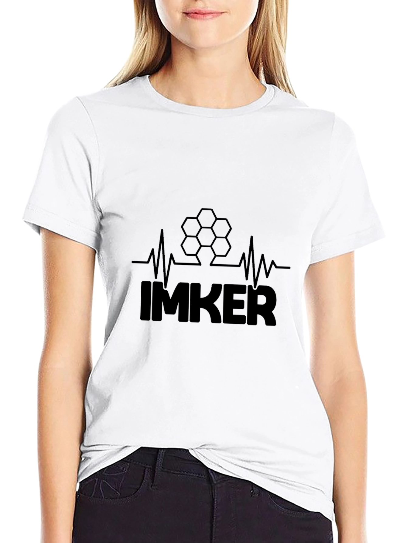 Black Beekeeper Heartbeat T-Shirt - Imker Honeycomb Design view 9