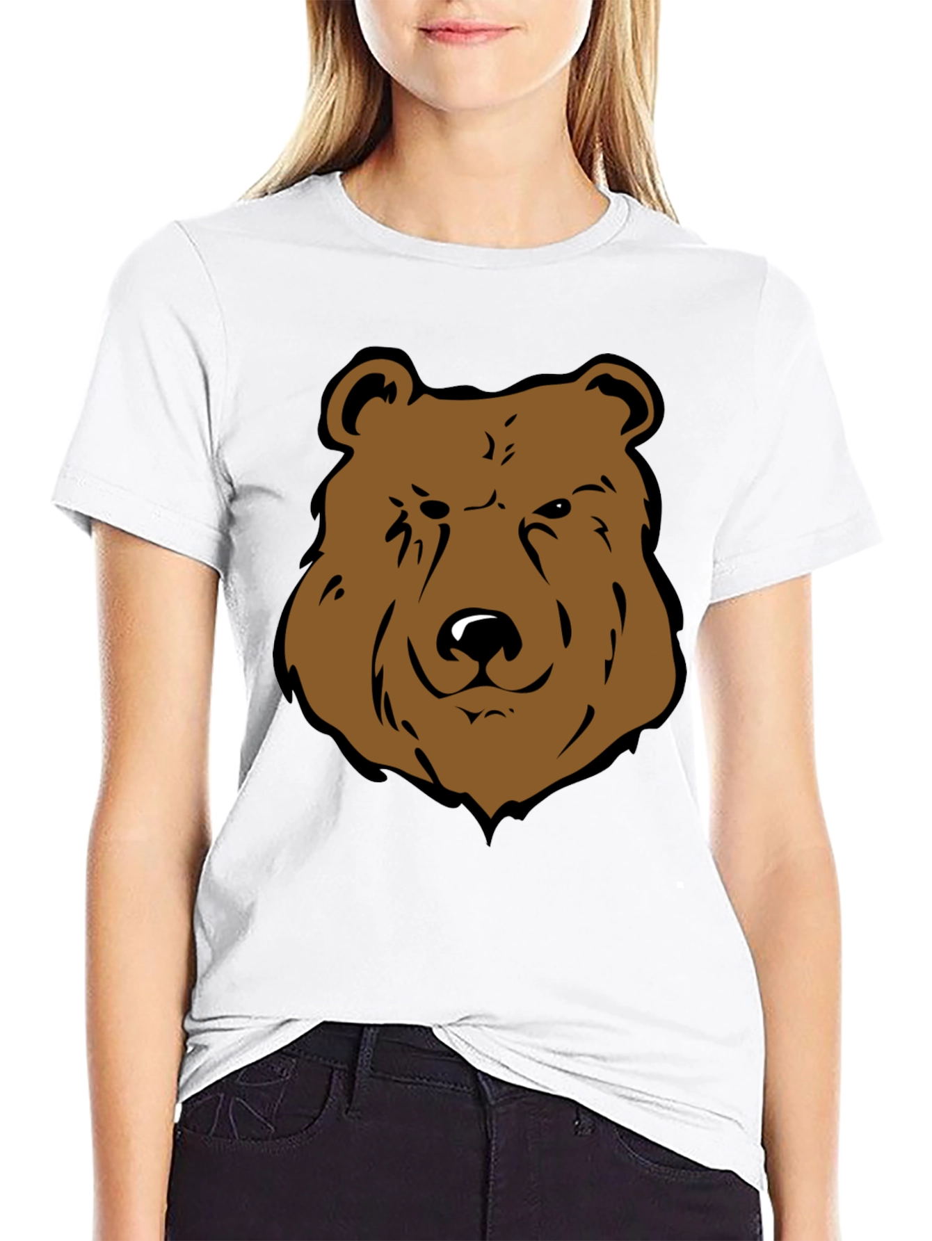 Black Cool Bear Graphic Tee - Black Cotton T-Shirt view 9