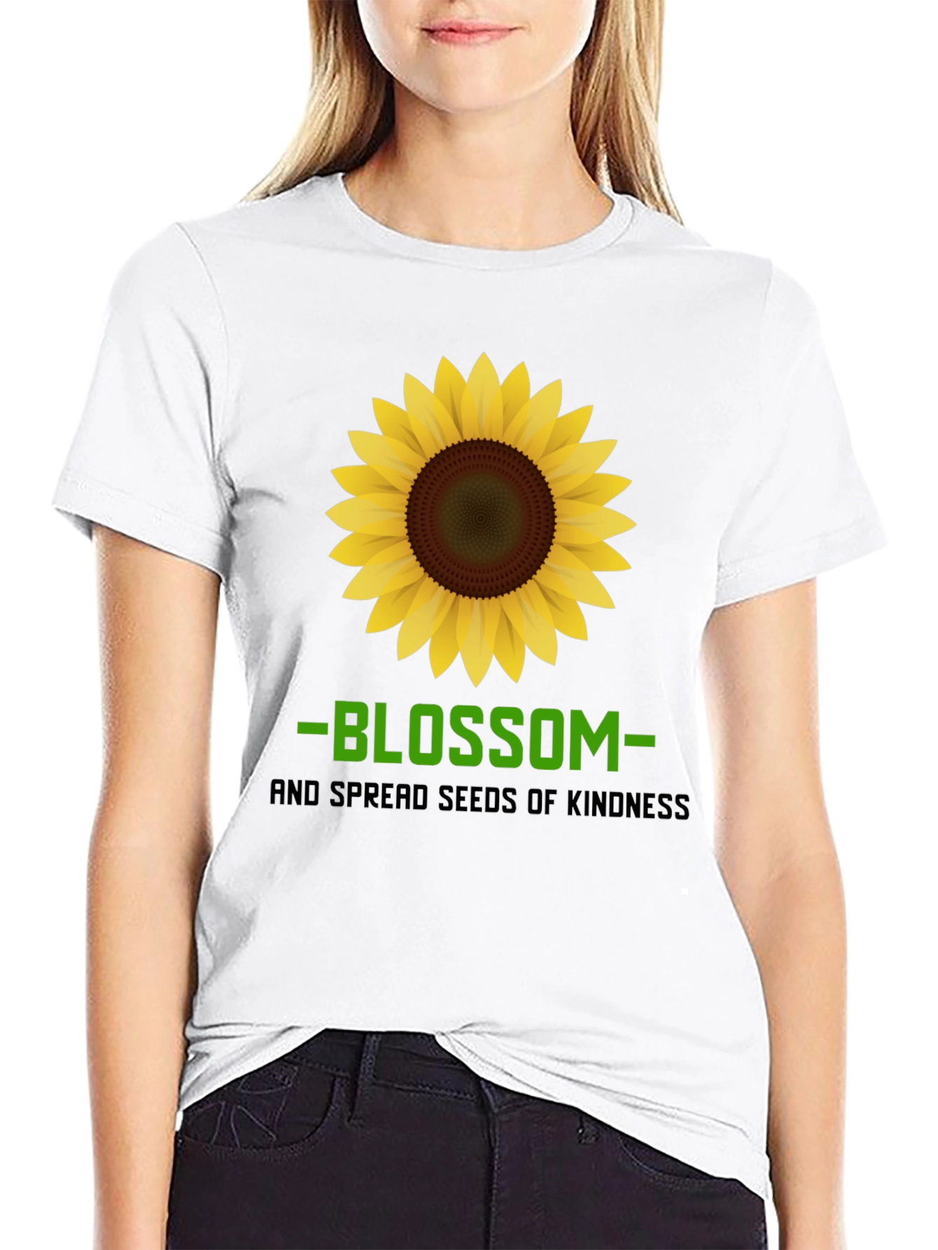 Black Blossom Kindness Graphic Tee - Black Cotton Comfort view 9
