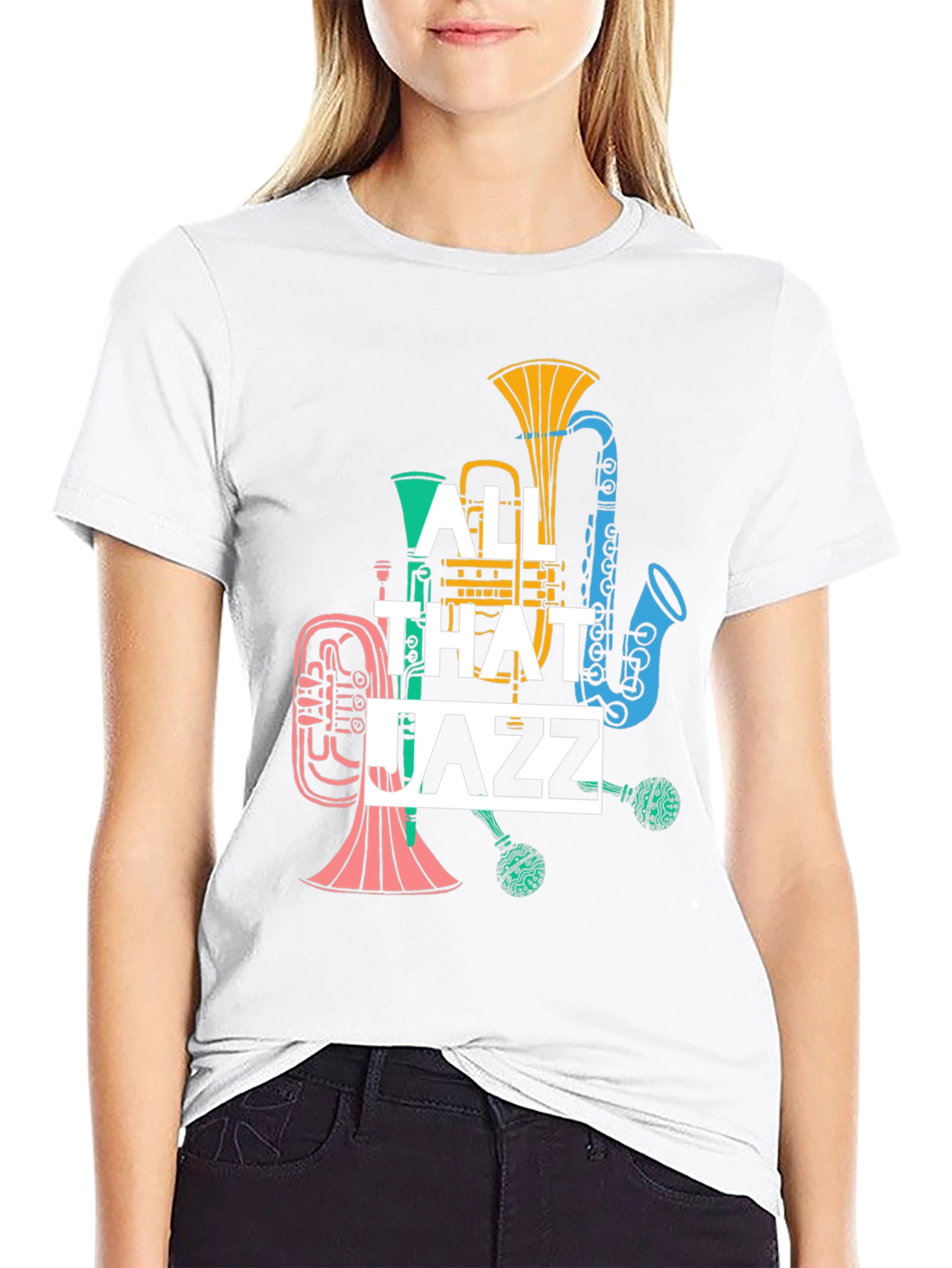 Black All That Jazz Graphic T-Shirt - Musical Instrument Design view 9