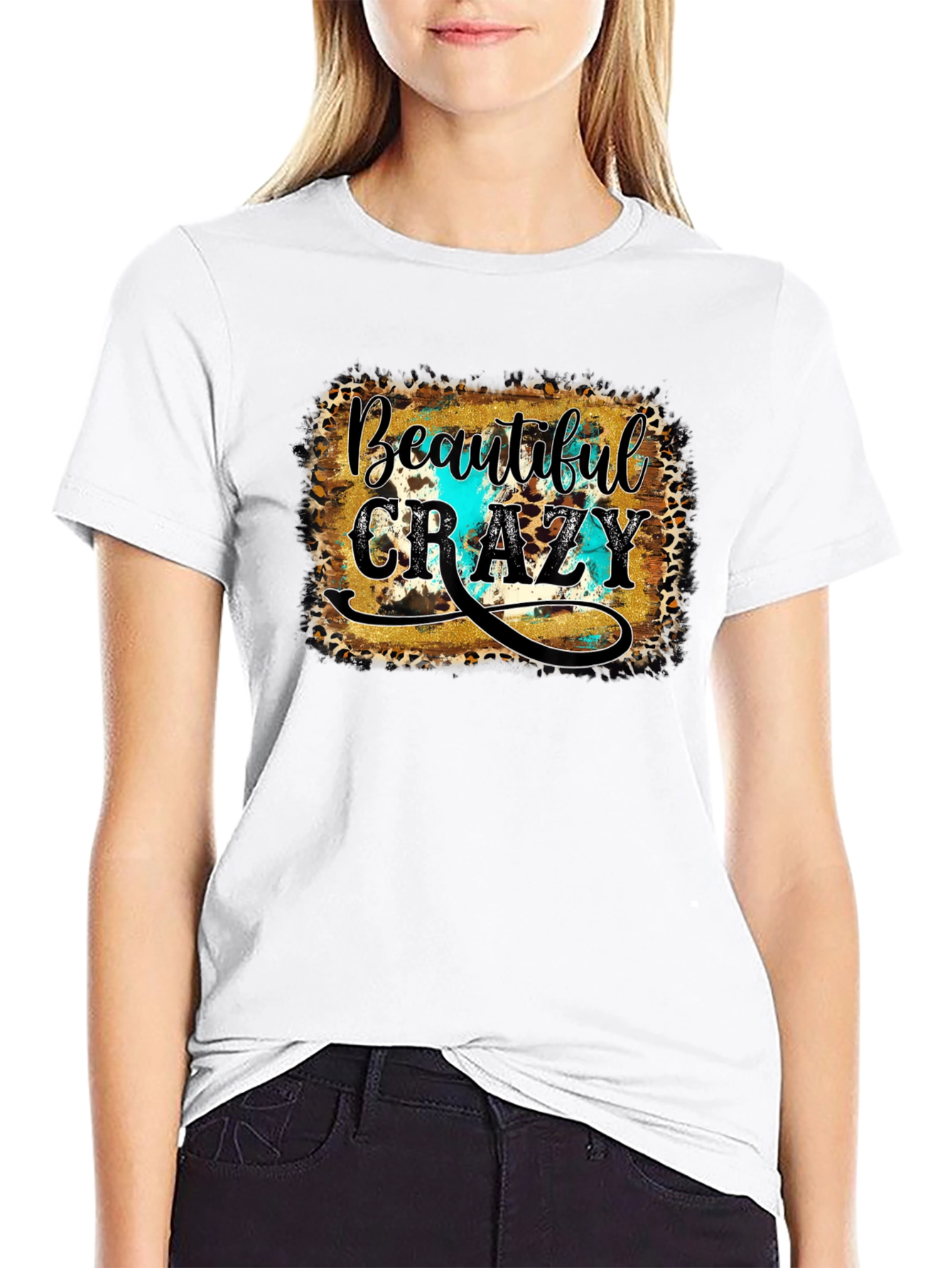 Black Beautiful Crazy Graphic Tee - Unisex Black T-Shirt view 9