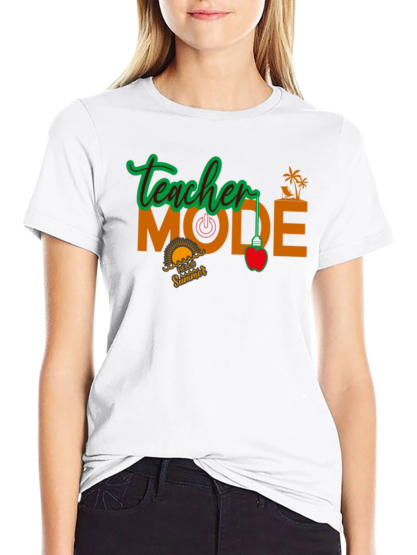 Black Teacher Mode Summer Black T-Shirt view 9