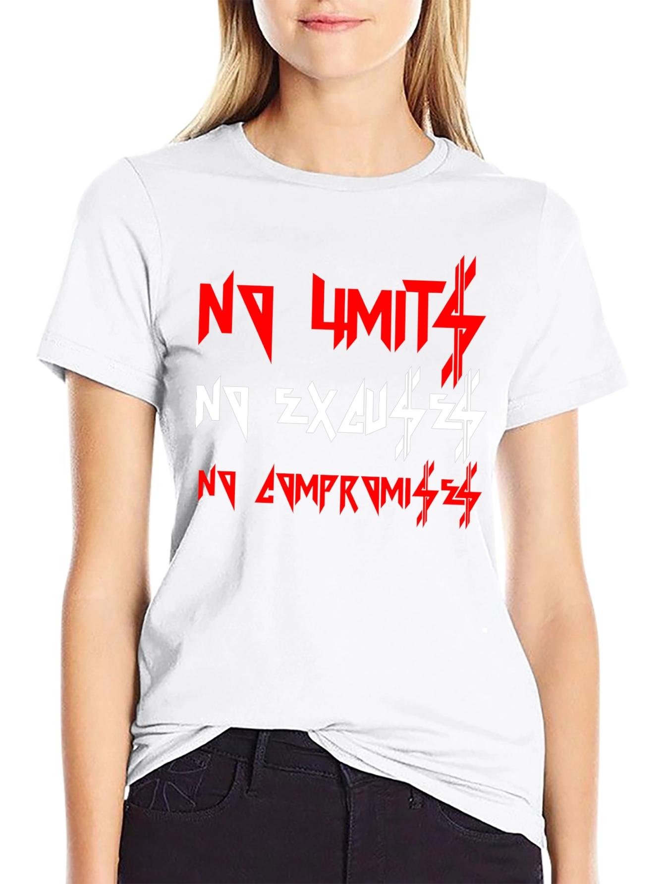 Black Motivational Black T-Shirt: No Limits, No Excuses! view 9