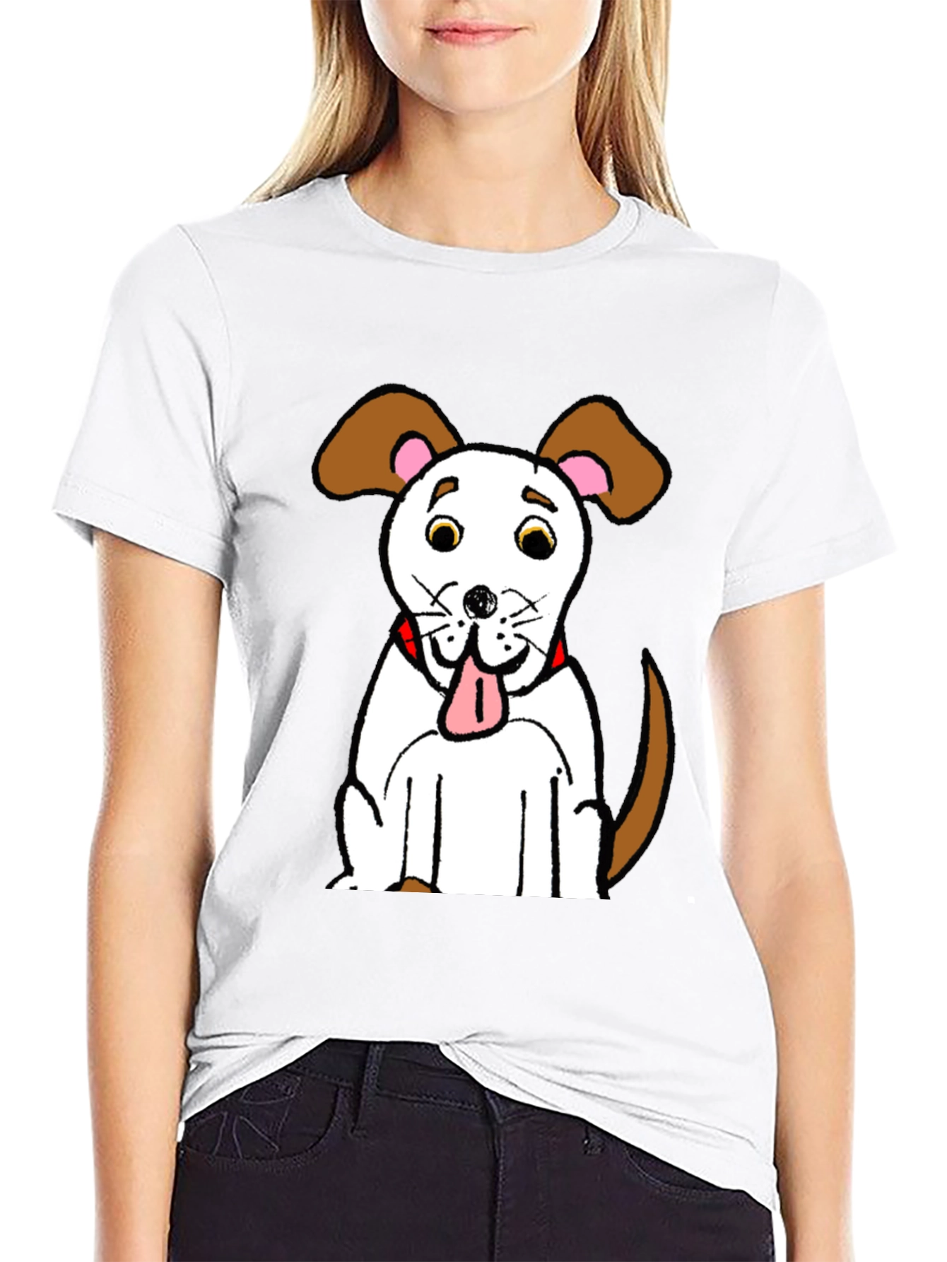 Black Cartoon Dog Graphic T-Shirt view 9