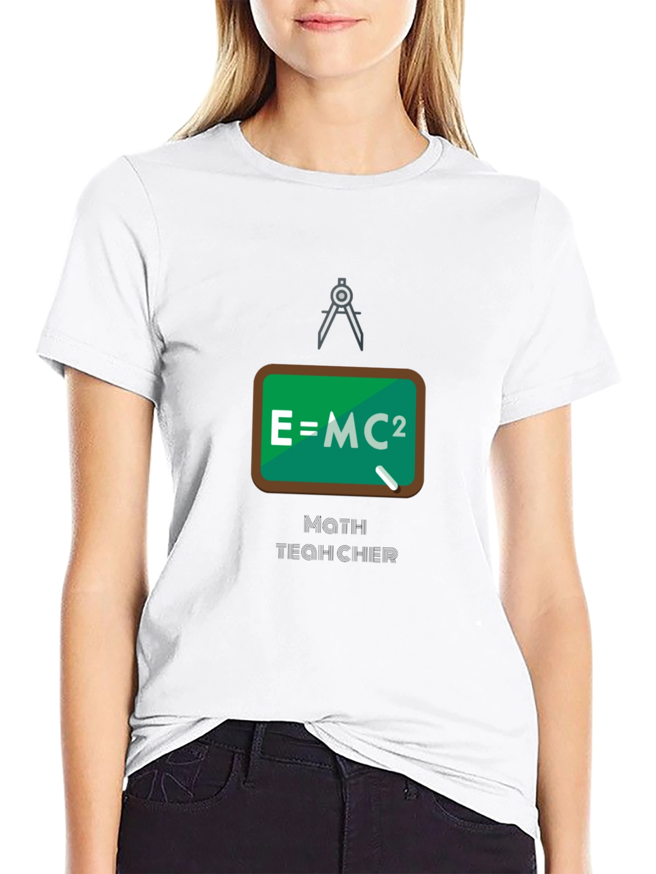 Black Math Teacher T-Shirt - E=MC2 Design view 9