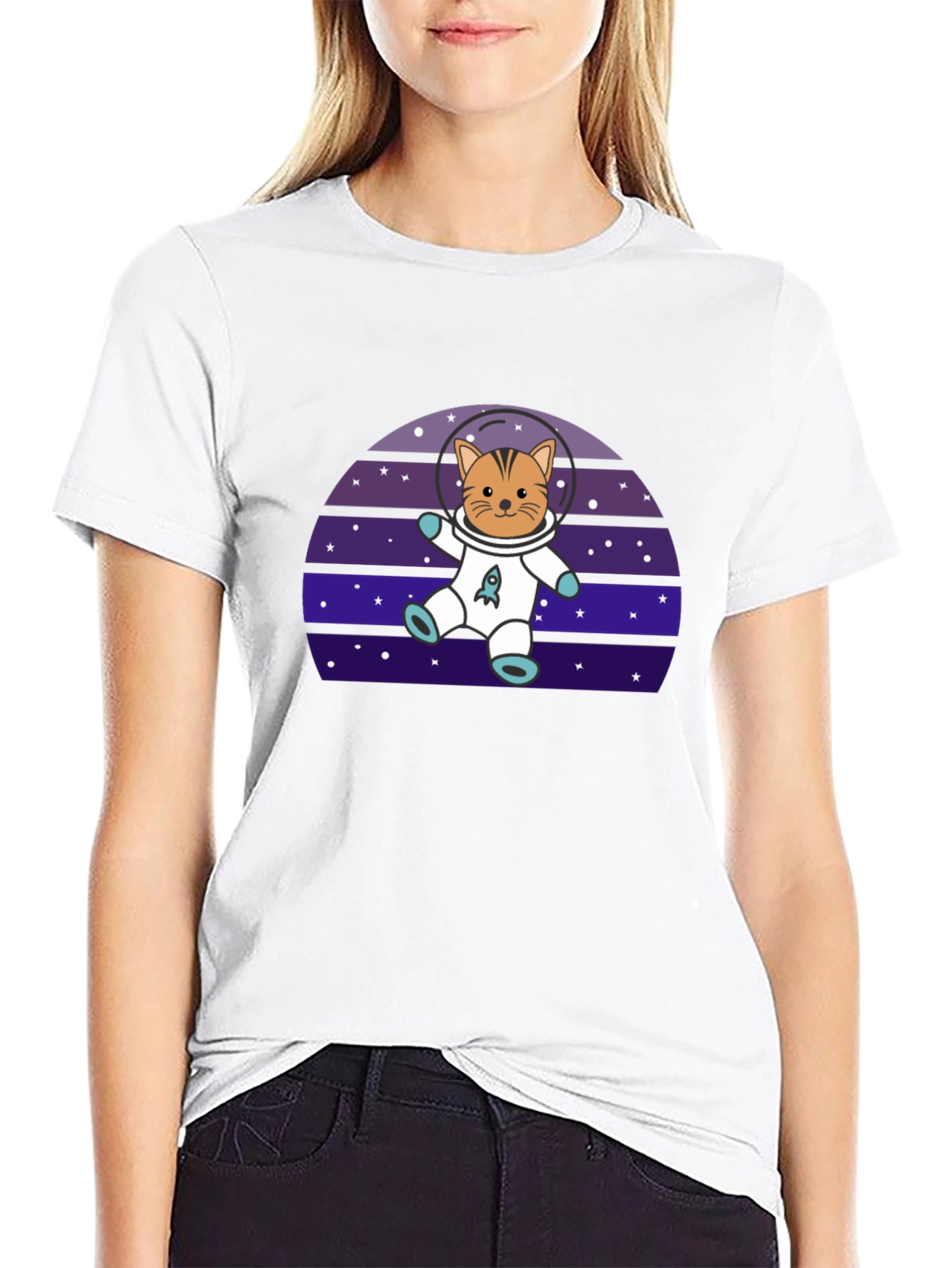 Black Astronaut Cat T-Shirt - Space Kitten Tee view 9