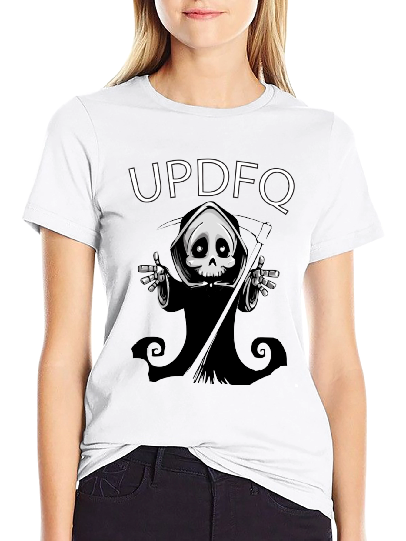 Black UPD FQ Grim Reaper Black Graphic T-Shirt view 9