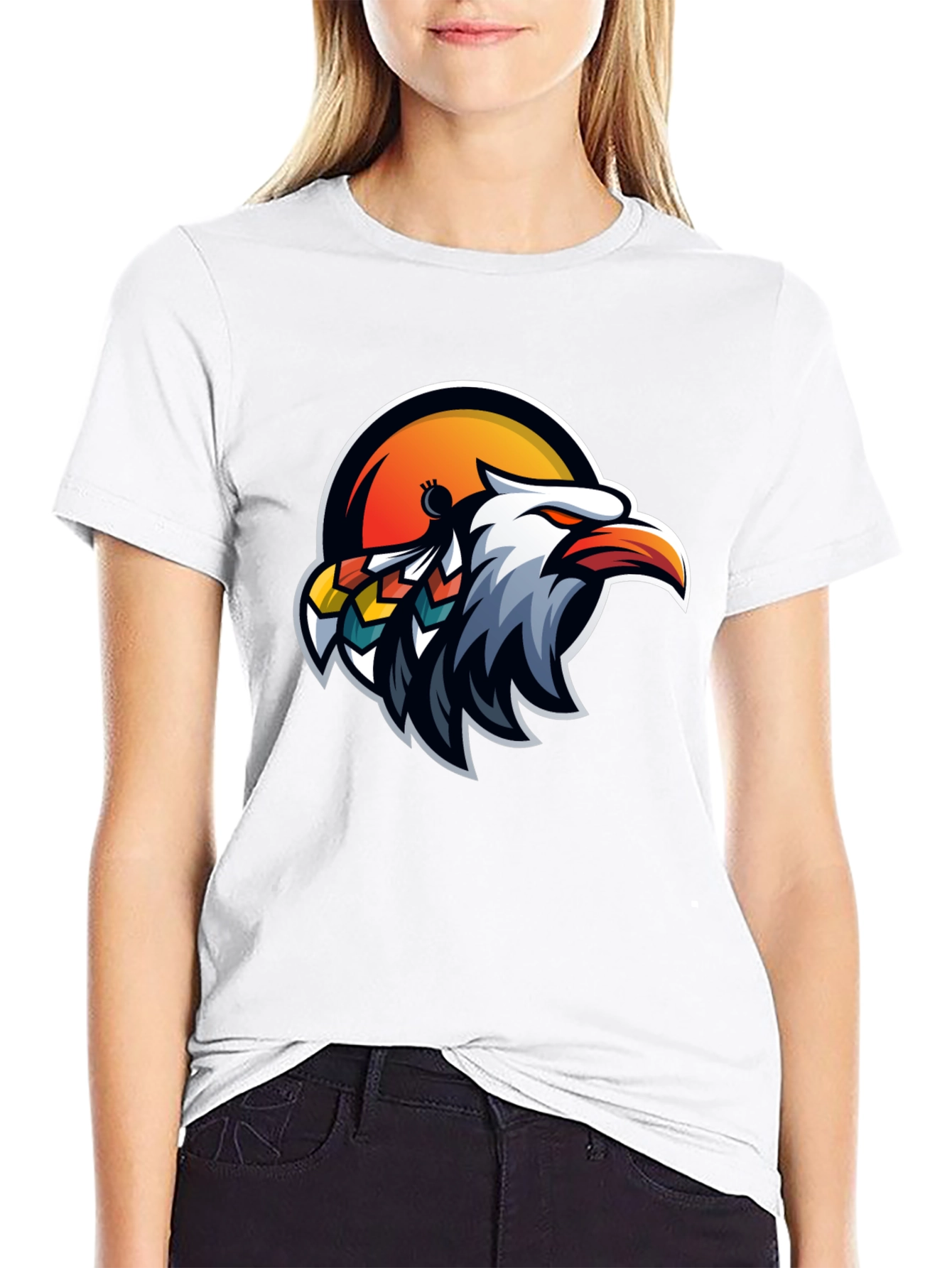 Black Eagle Head Graphic Tee - Cool Bird Design view 9
