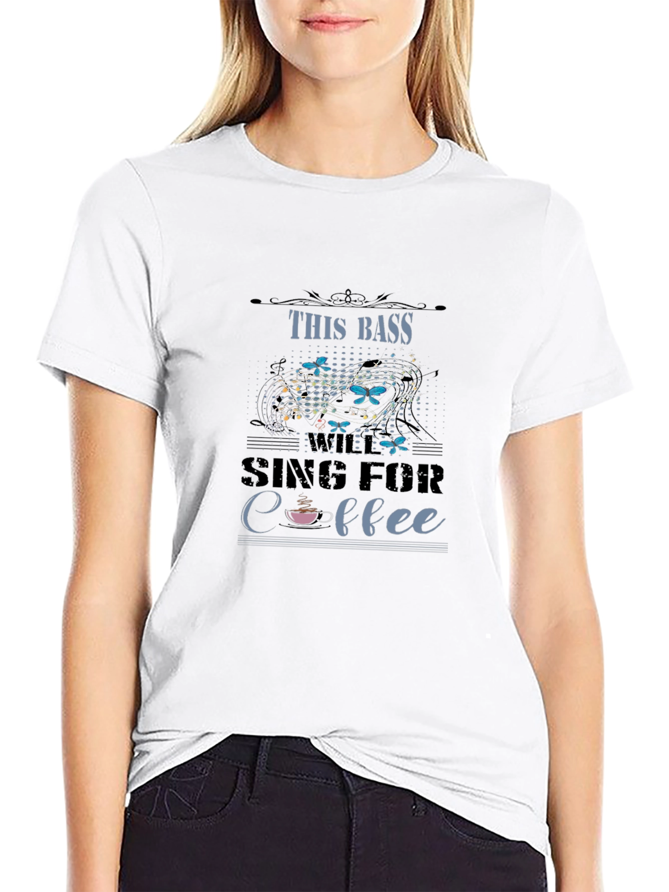 Black This Bass Sing For Coffee T-Shirt view 9