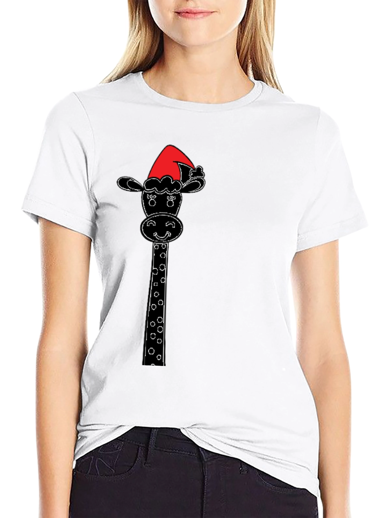 Black Festive Giraffe Tee - Holiday Humor view 9