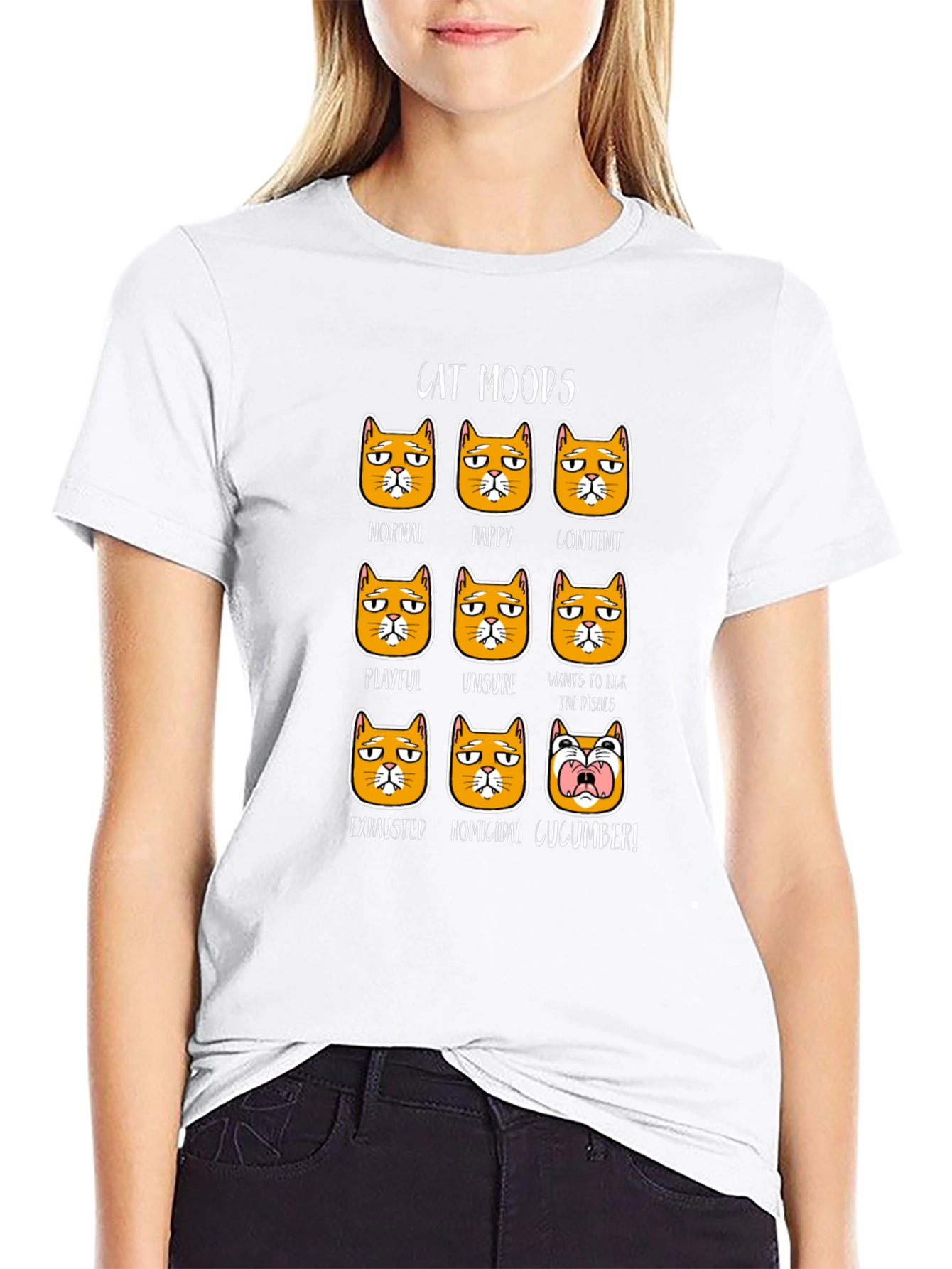 Black Cat Moods Graphic T-Shirt - Funny Cat Lover Tee view 9