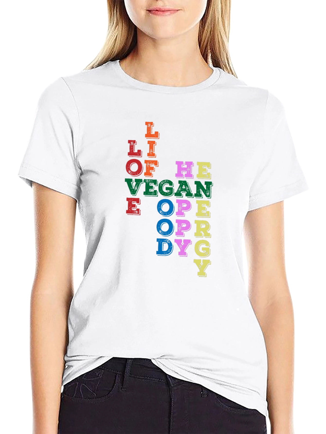 Black Vegan Love Of The Life T-Shirt - Unique Colorful Design view 9
