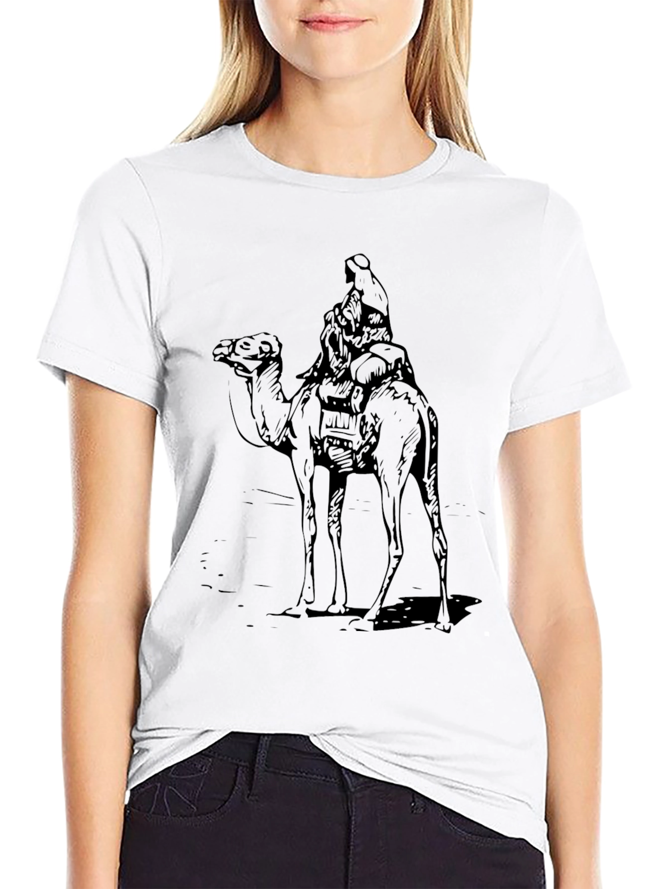 Black Camel Rider Graphic Tee - Black Cotton T-Shirt view 9