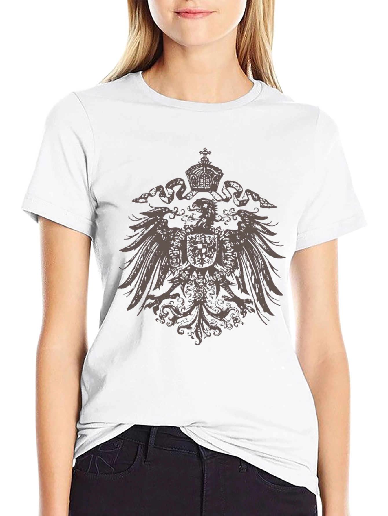 Black Black Eagle Crest Graphic T-Shirt view 9
