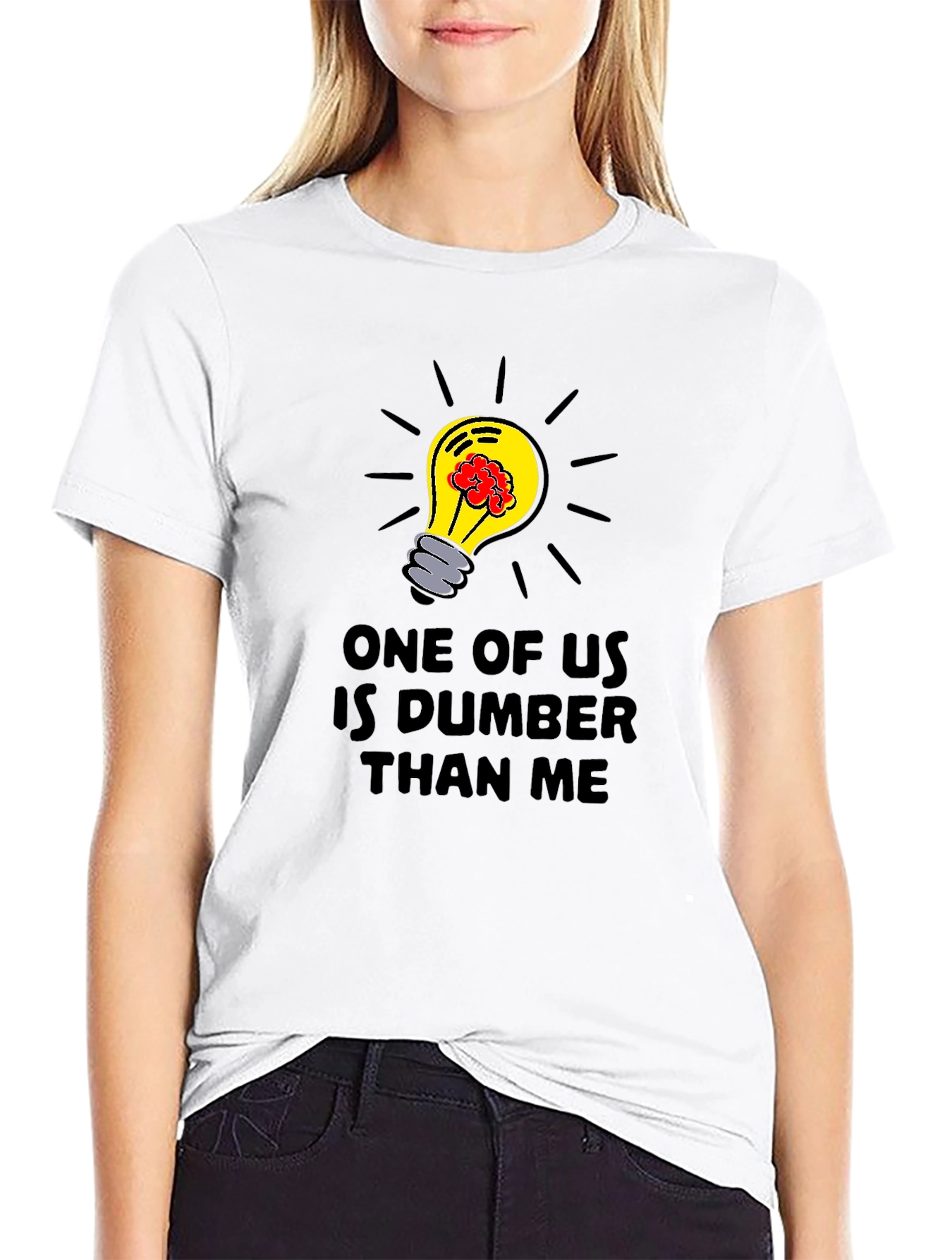 Black Dumber Than Me T-Shirt - Brainy Lightbulb Design view 9