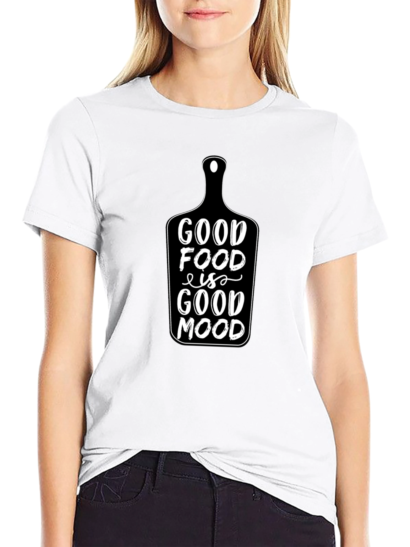 Black Good Food is Good Mood Black Graphic T-Shirt view 9
