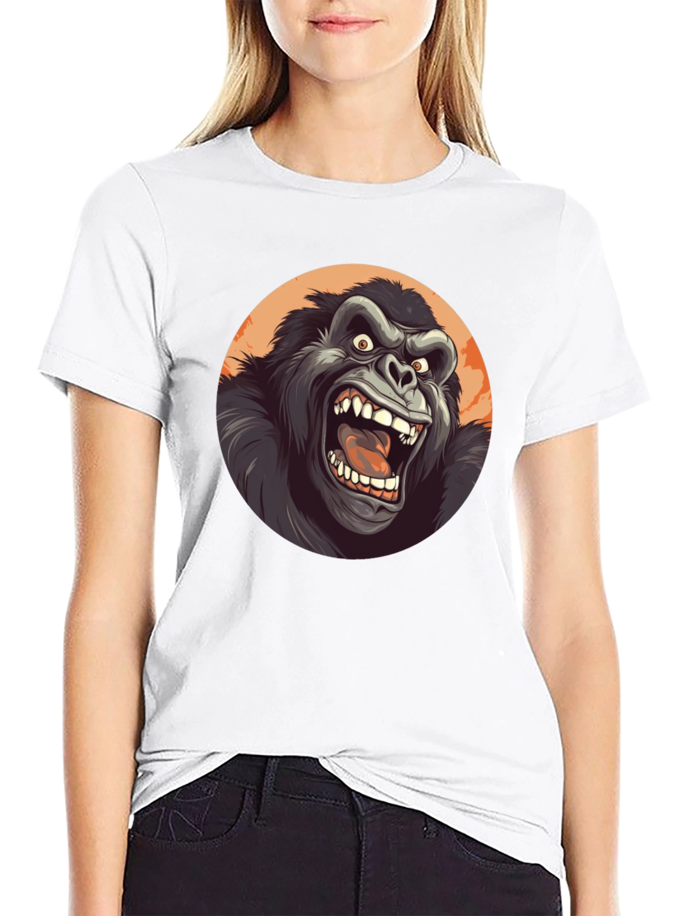 Black Roaring Gorilla Graphic Tee - Black Crew Neck view 9