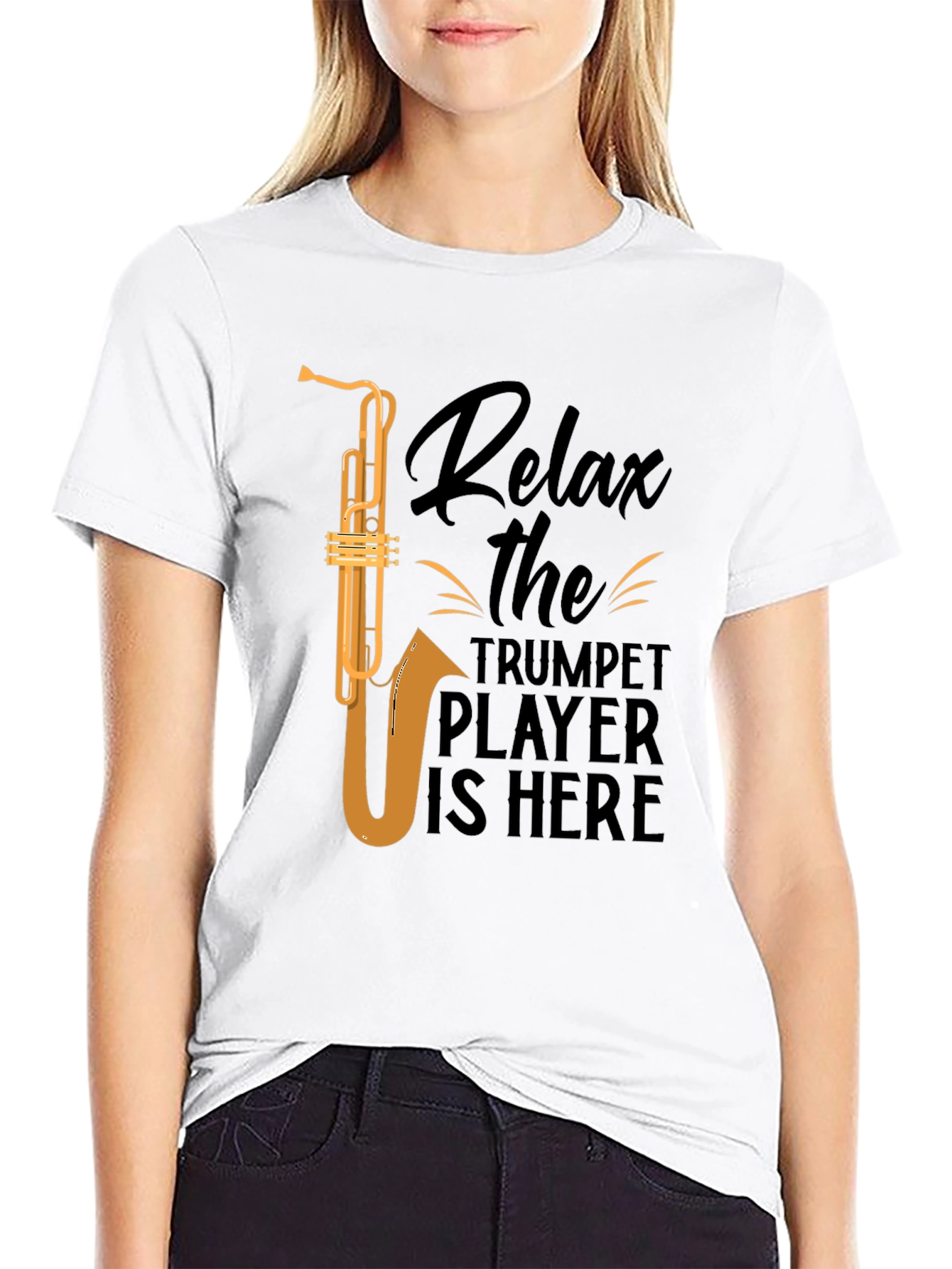 Black Relax Trumpet Player Graphic T-Shirt - Black view 9